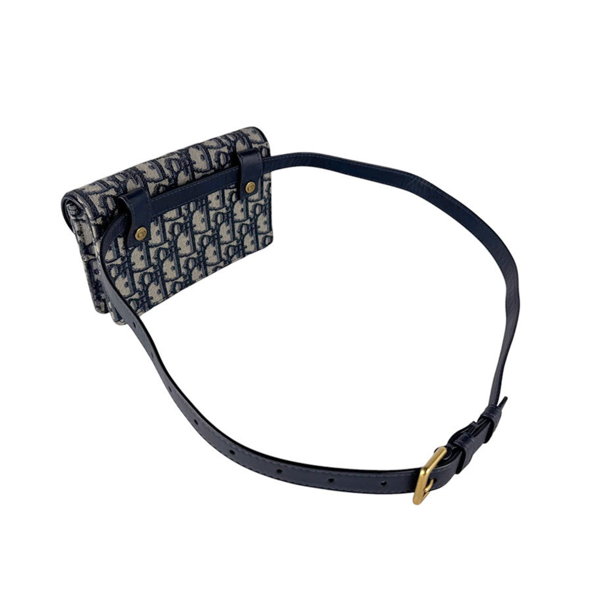 Christian Dior Navy Canvas Leather Sling Bag (Pre-Owned)