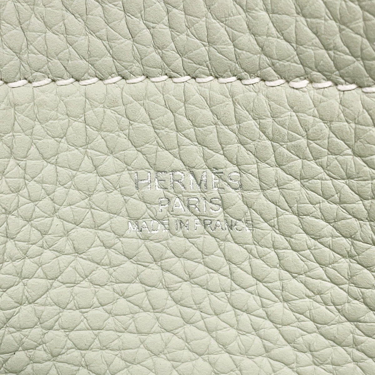 Hermes Light Gray Light Green Taurillon Clemence Leather Handbag Tote Bag (Pre-Owned)