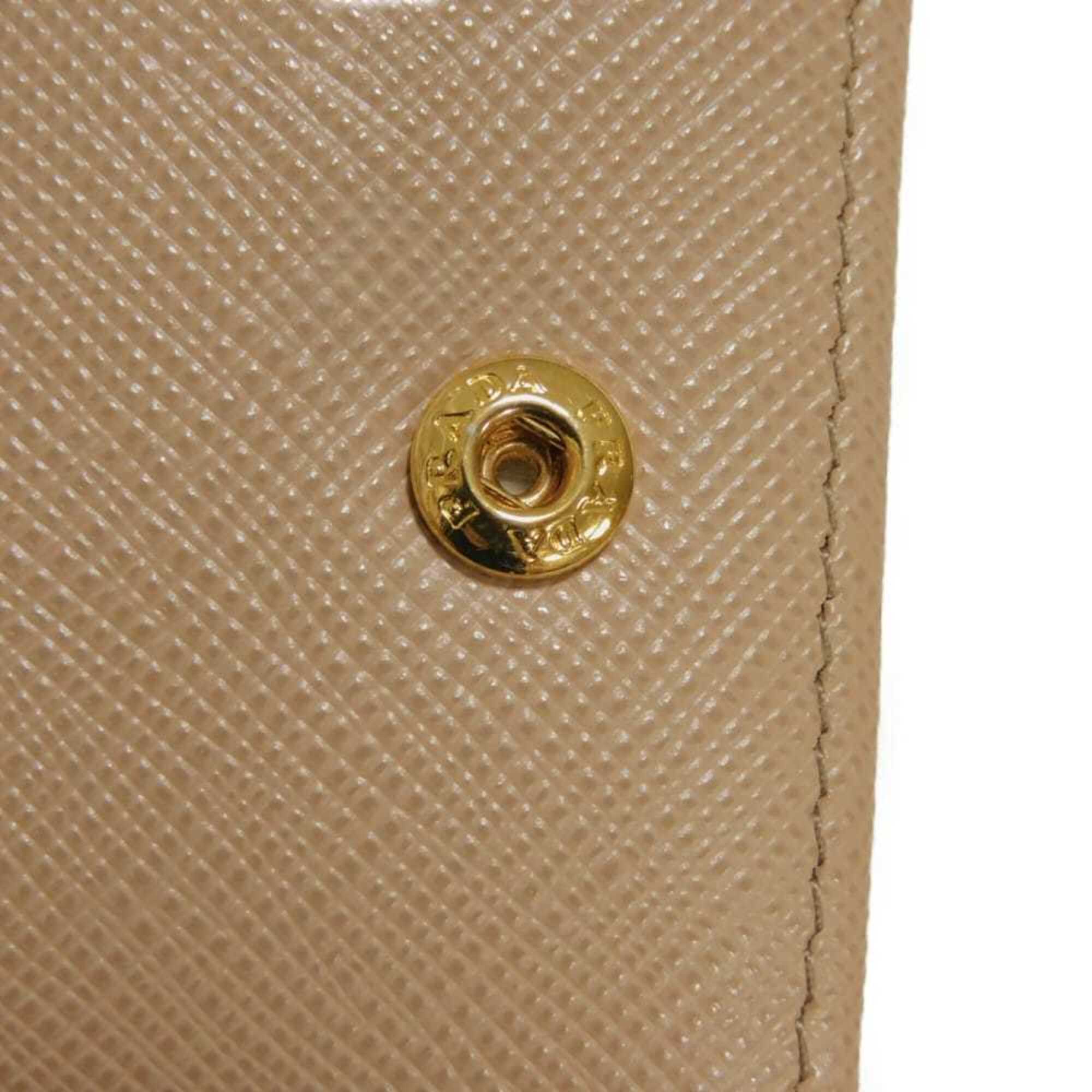 Prada Beige Saffiano Lux Long Wallet (Bi-Fold) (Pre-Owned)