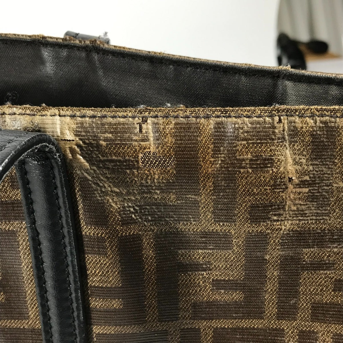 Fendi Black Brown Pvc Leather Shoulder Bag Tote Bag (Pre-Owned)