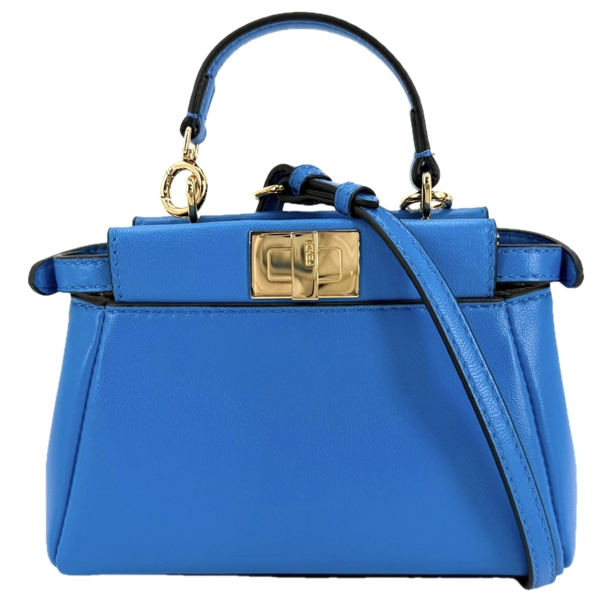 Fendi Blue Leather Handbag Shoulder Bag (Pre-Owned)