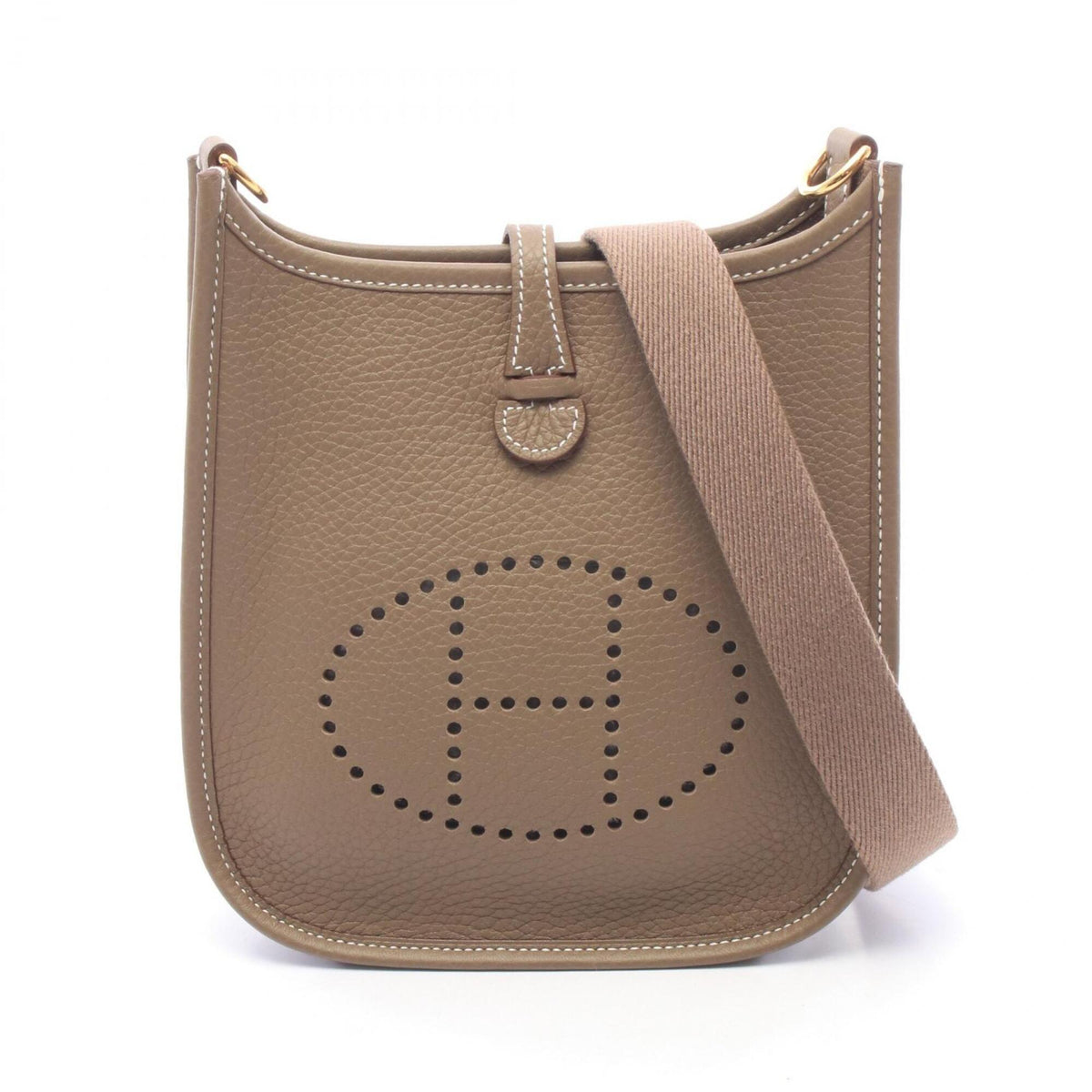 Hermes Etoupe Gray Taurillon Clemence Leather Handbag Shoulder Bag (Pre-Owned)