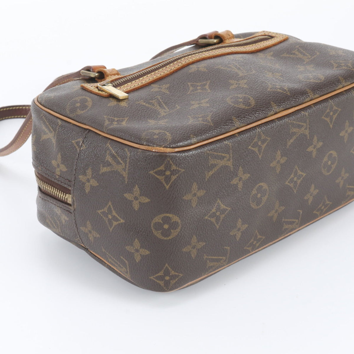 Louis Vuitton Brown Leather Coated Canvas Handbag Shoulder Bag Tote Bag (Pre-Owned)
