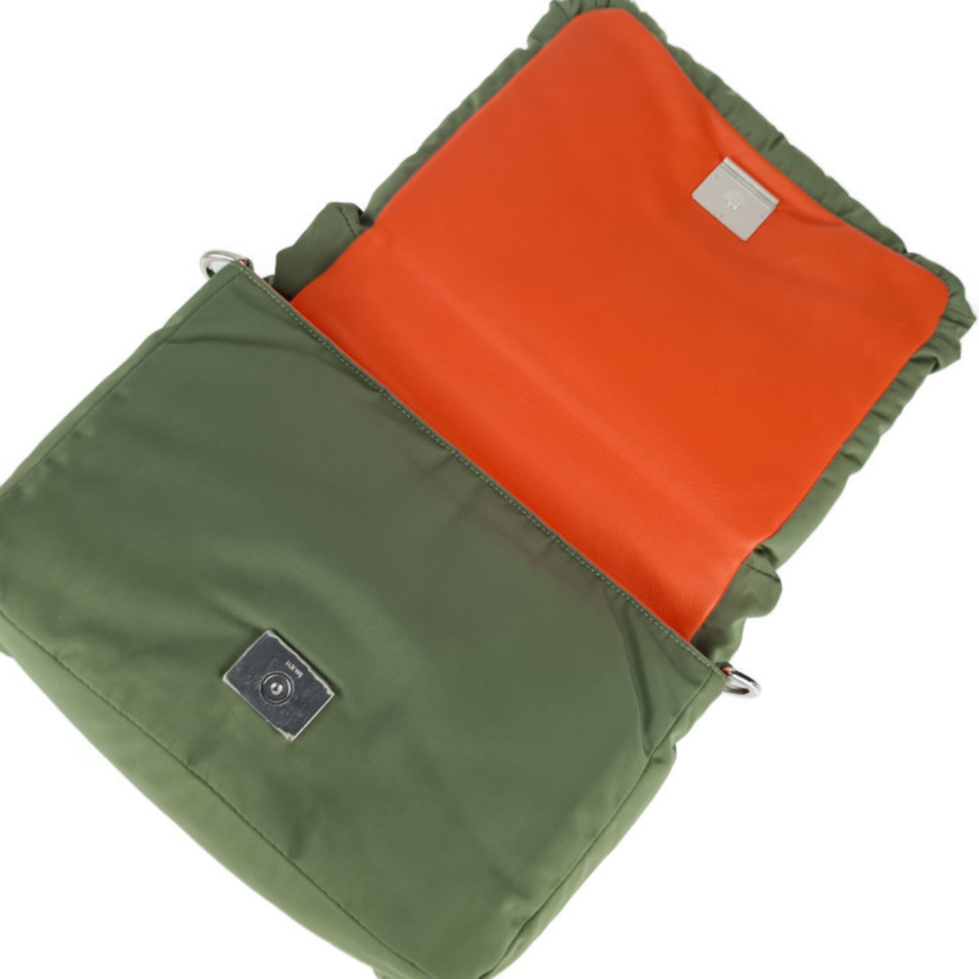 Loewe Khaki Orange Nylon Handbag Shoulder Bag Tote Bag (Pre-Owned)