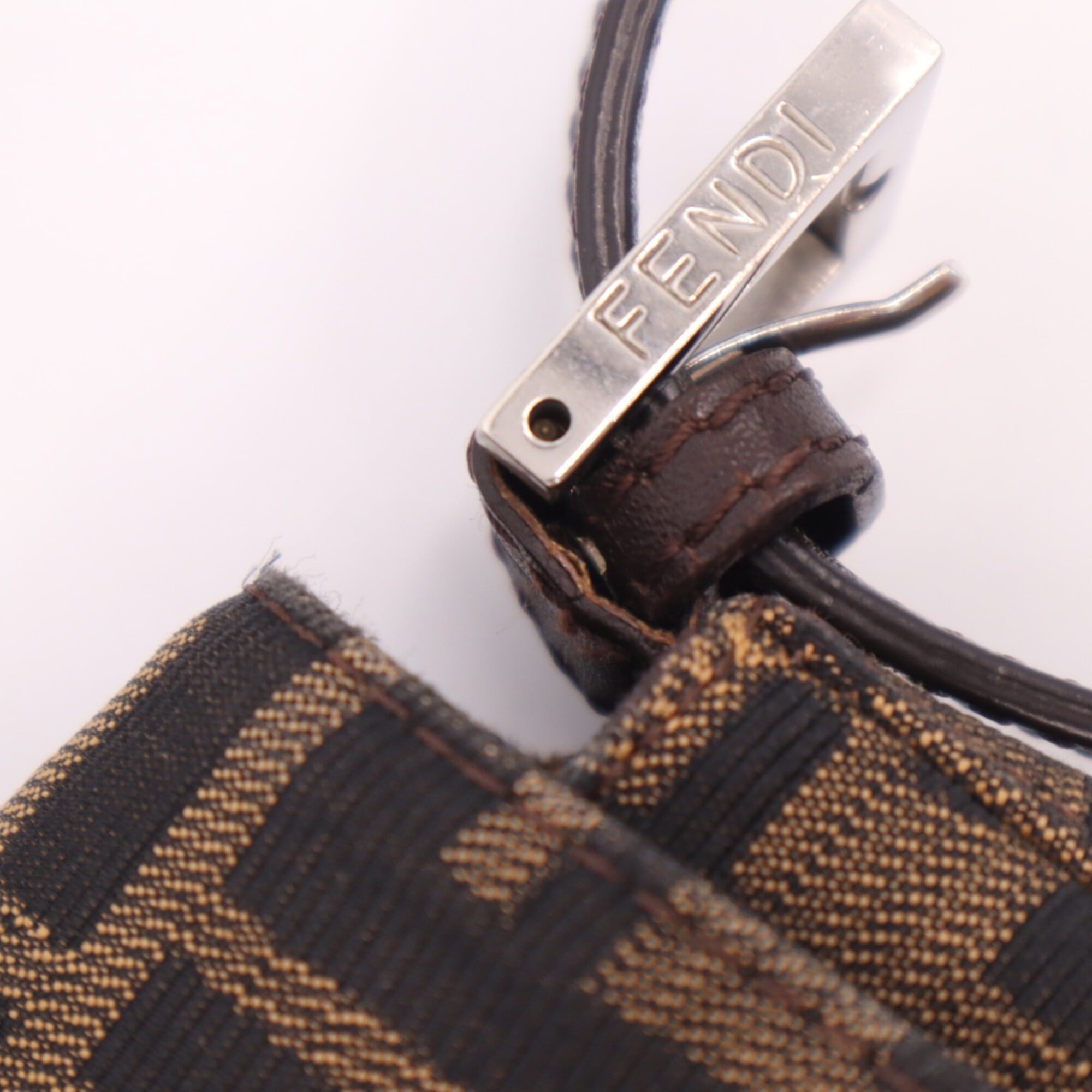 Fendi Zucca Beige Brown Zucca Leather Shoulder Bag (Pre-Owned)