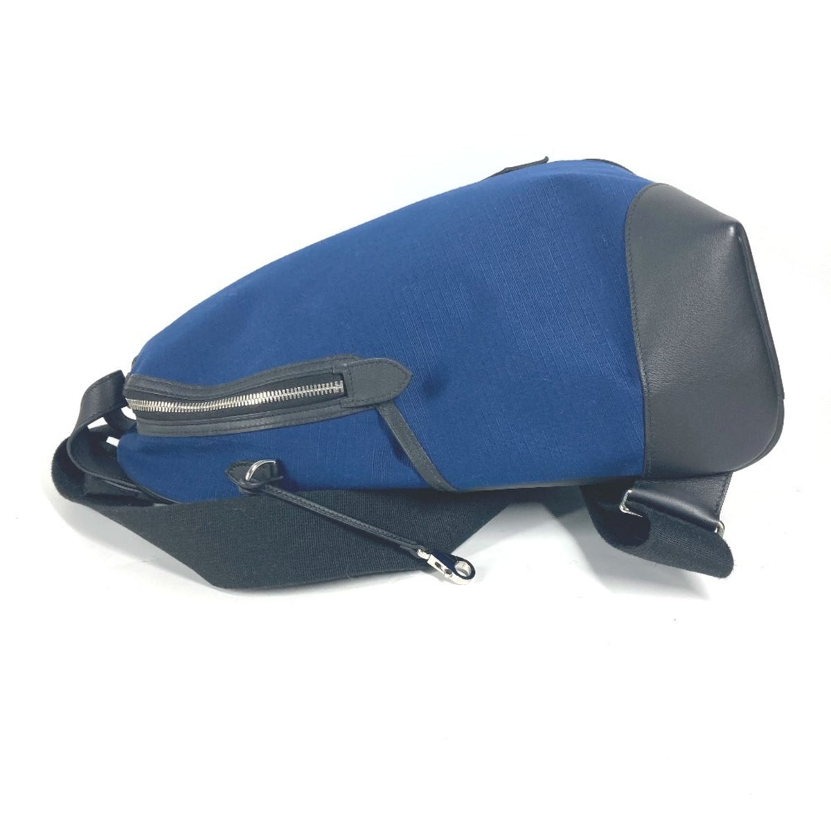 Hermes Black Blue Canvas Leather Backpack (Pre-Owned)