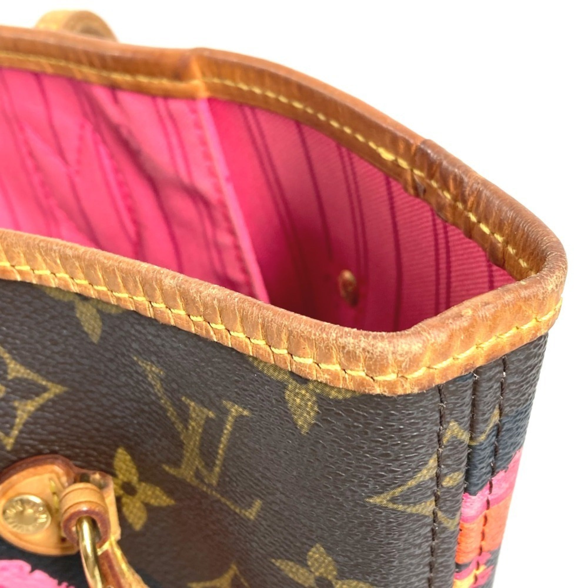 Louis Vuitton Brown Pink Canvas Shoulder Bag Tote Bag (Pre-Owned)