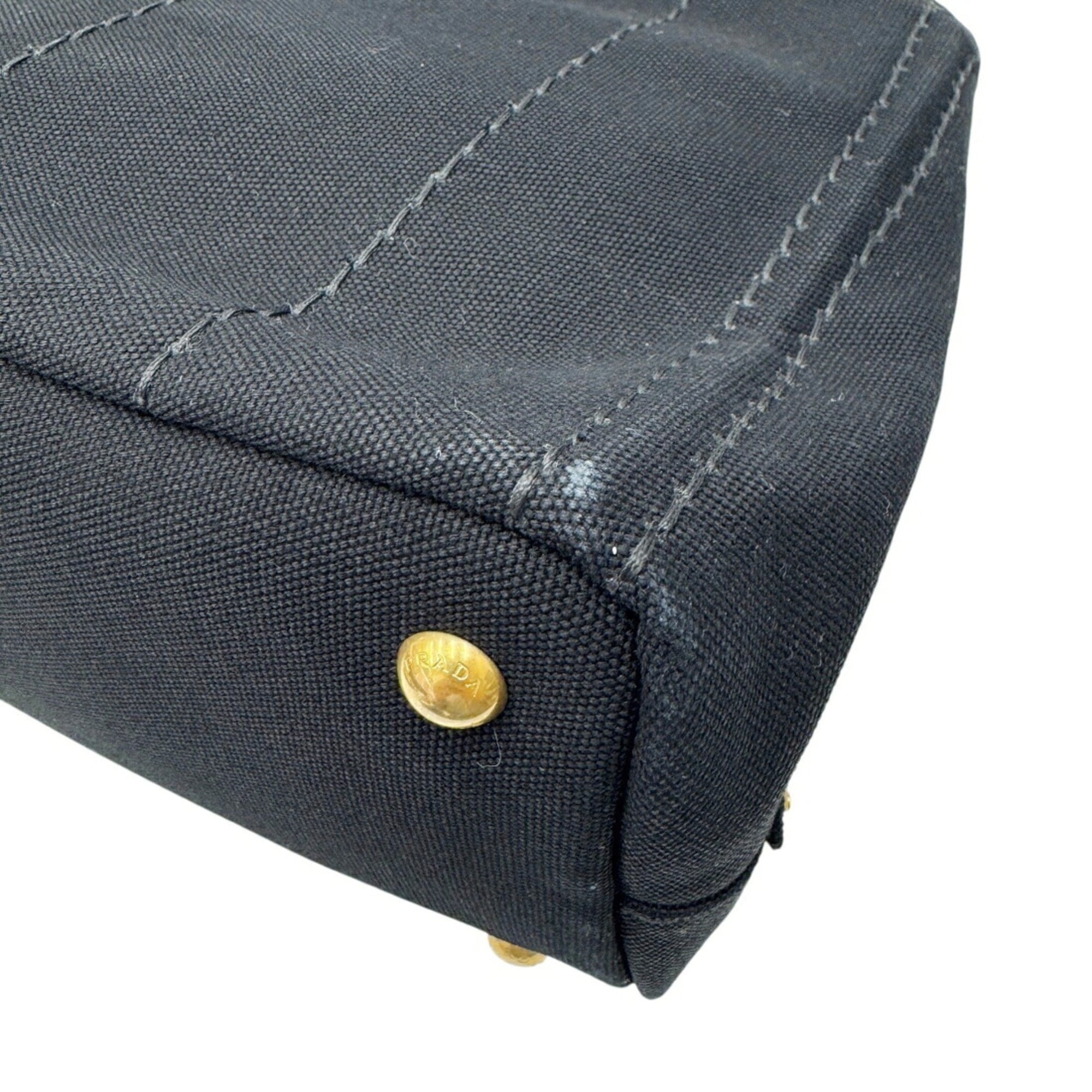 Prada Black White Canvas Handbag Shoulder Bag (Pre-Owned)