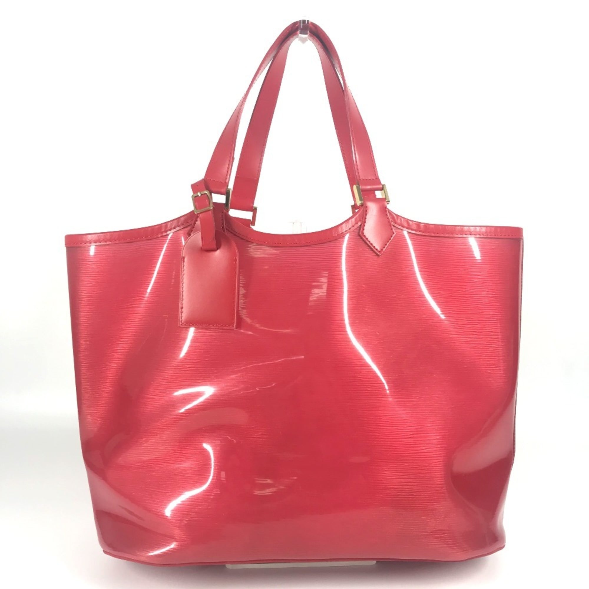 Louis Vuitton Red Color Vinyl Leather Handbag Tote Bag (Pre-Owned)