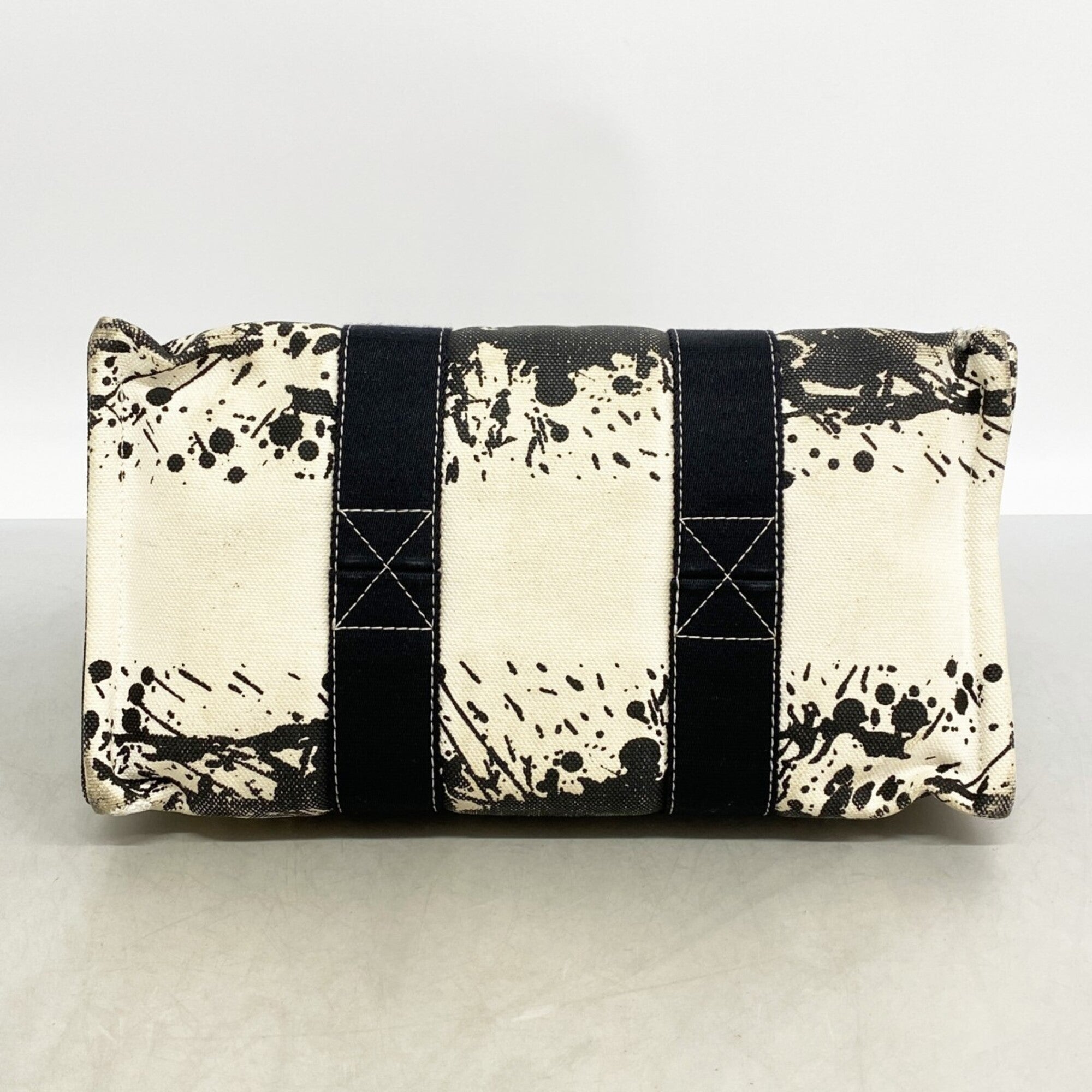 Hermes Black White Canvas Tote Bag (Pre-Owned)