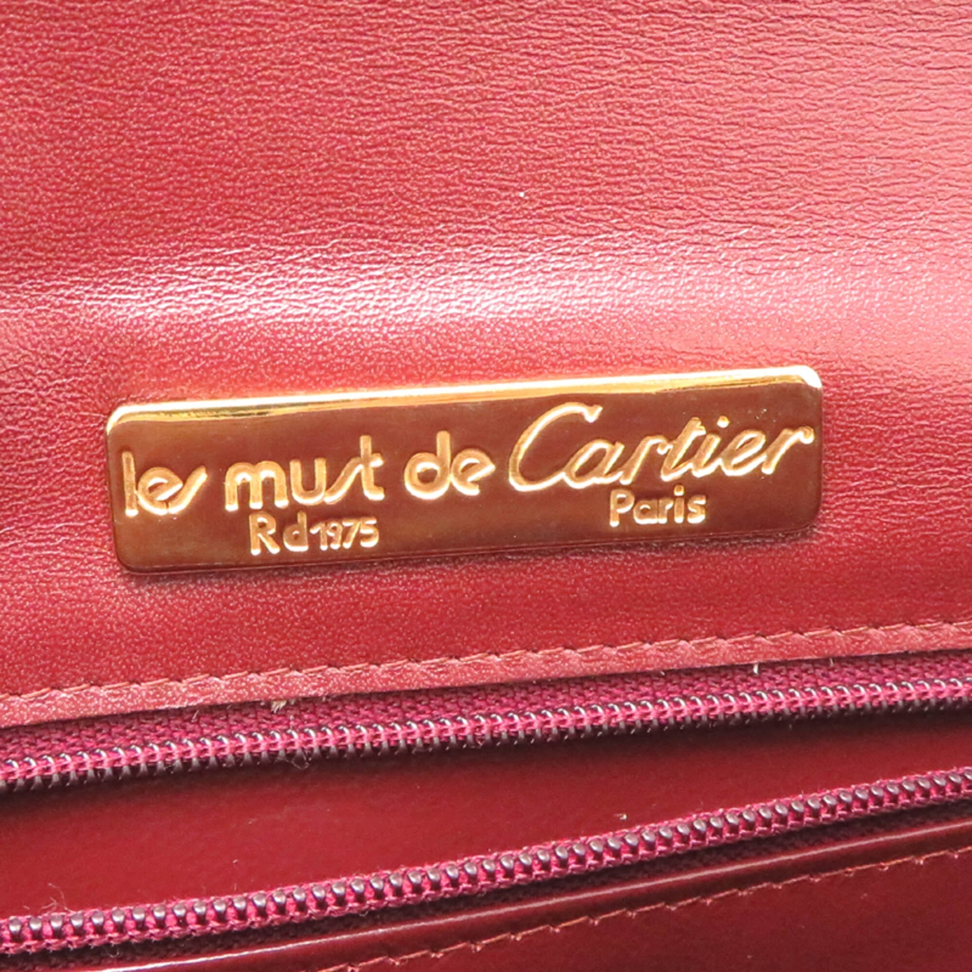 Cartier Bordeaux Red Color Leather Clutch Bag (Pre-Owned)
