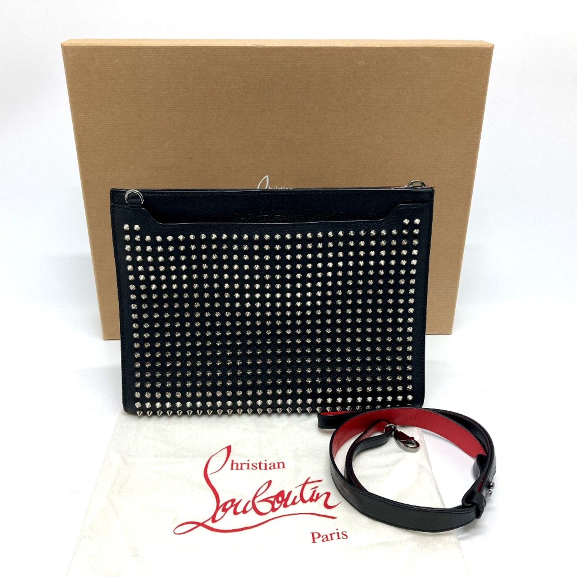 Christian Louboutin Black Leather Clutch Bag (Pre-Owned)
