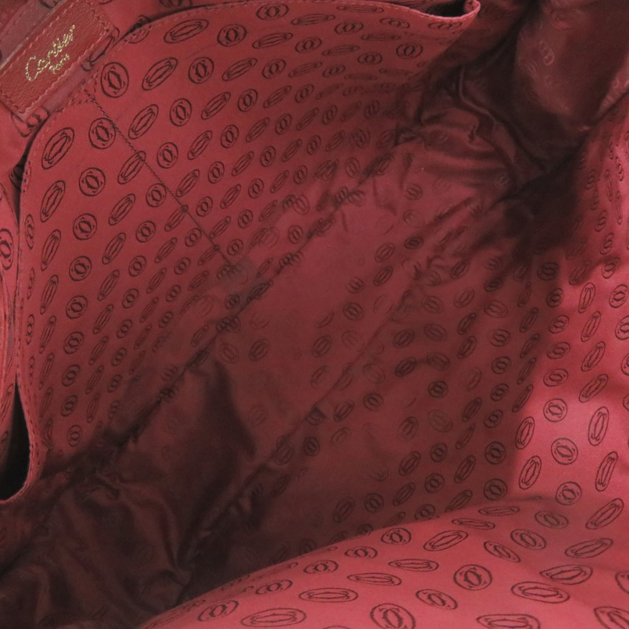 Cartier Bordeaux Red Color Leather Shoulder Bag (Pre-Owned)