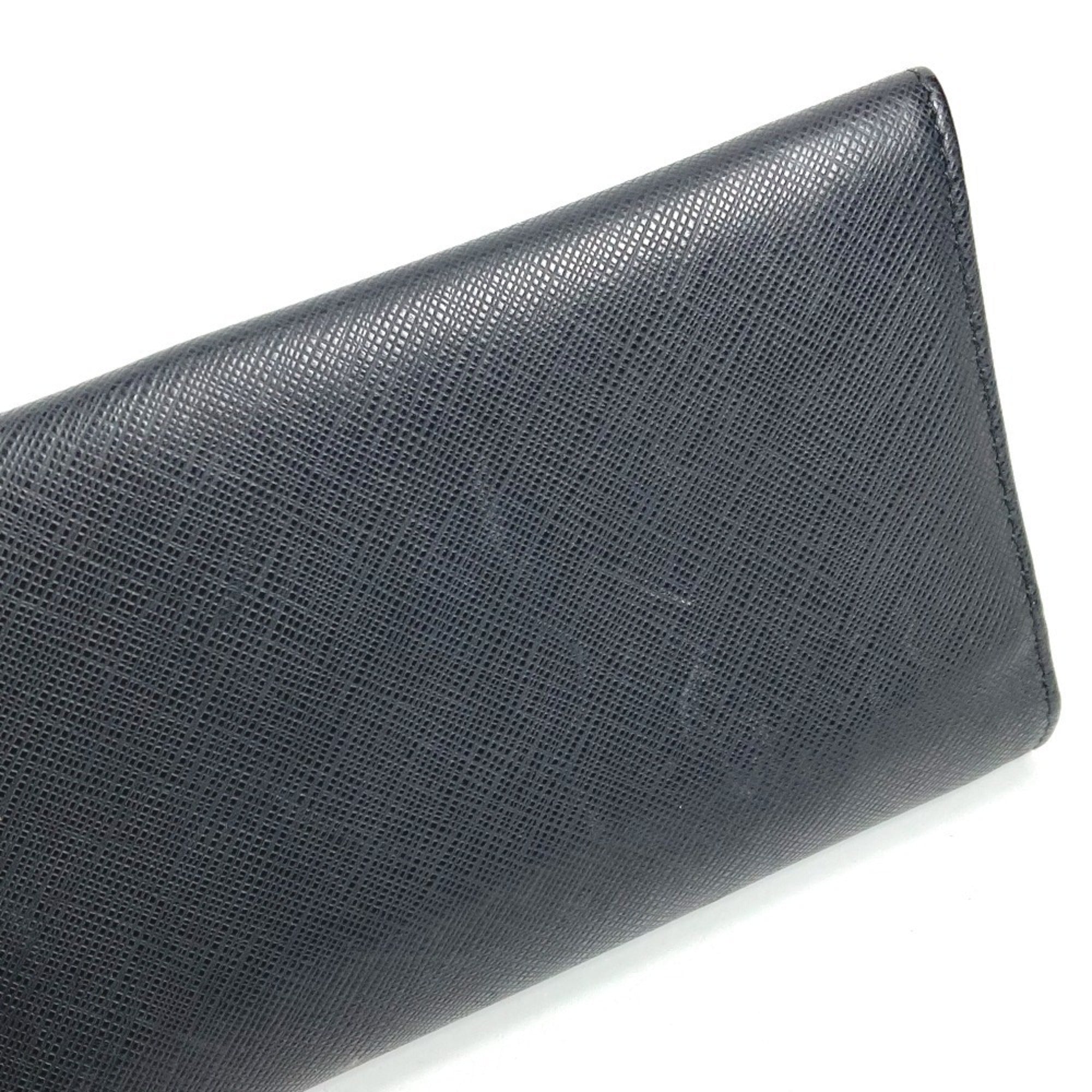 Salvatore Ferragamo Silver Black Leather Long Wallet (Bi-Fold) (Pre-Owned)
