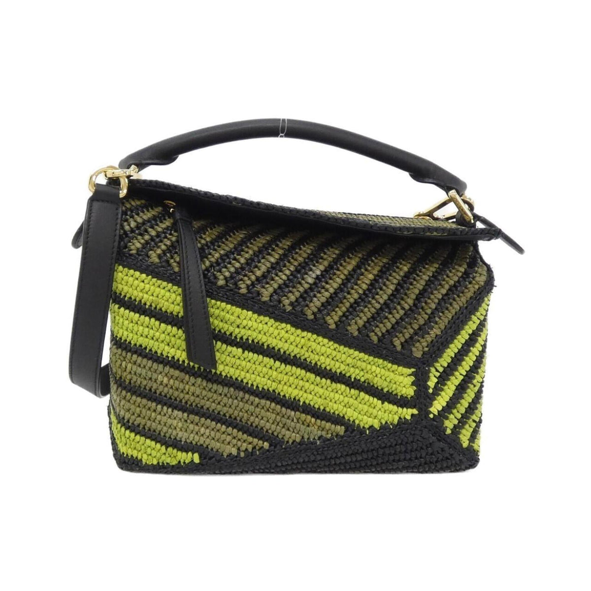 Loewe Green Olive Raffia Leather Handbag (Pre-Owned)