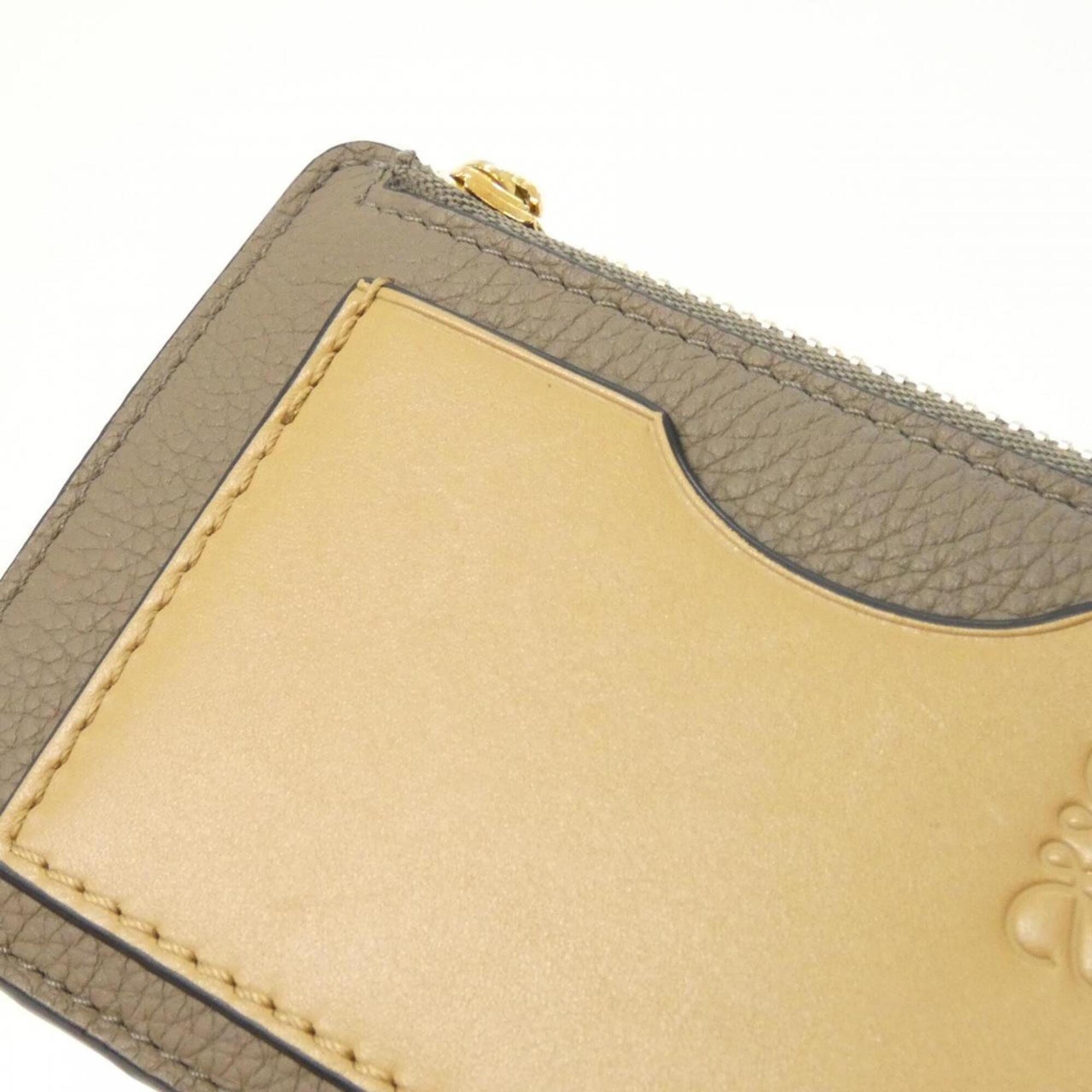 Loewe Gold Beige Leather Coin Purse/Coin Case (Pre-Owned)