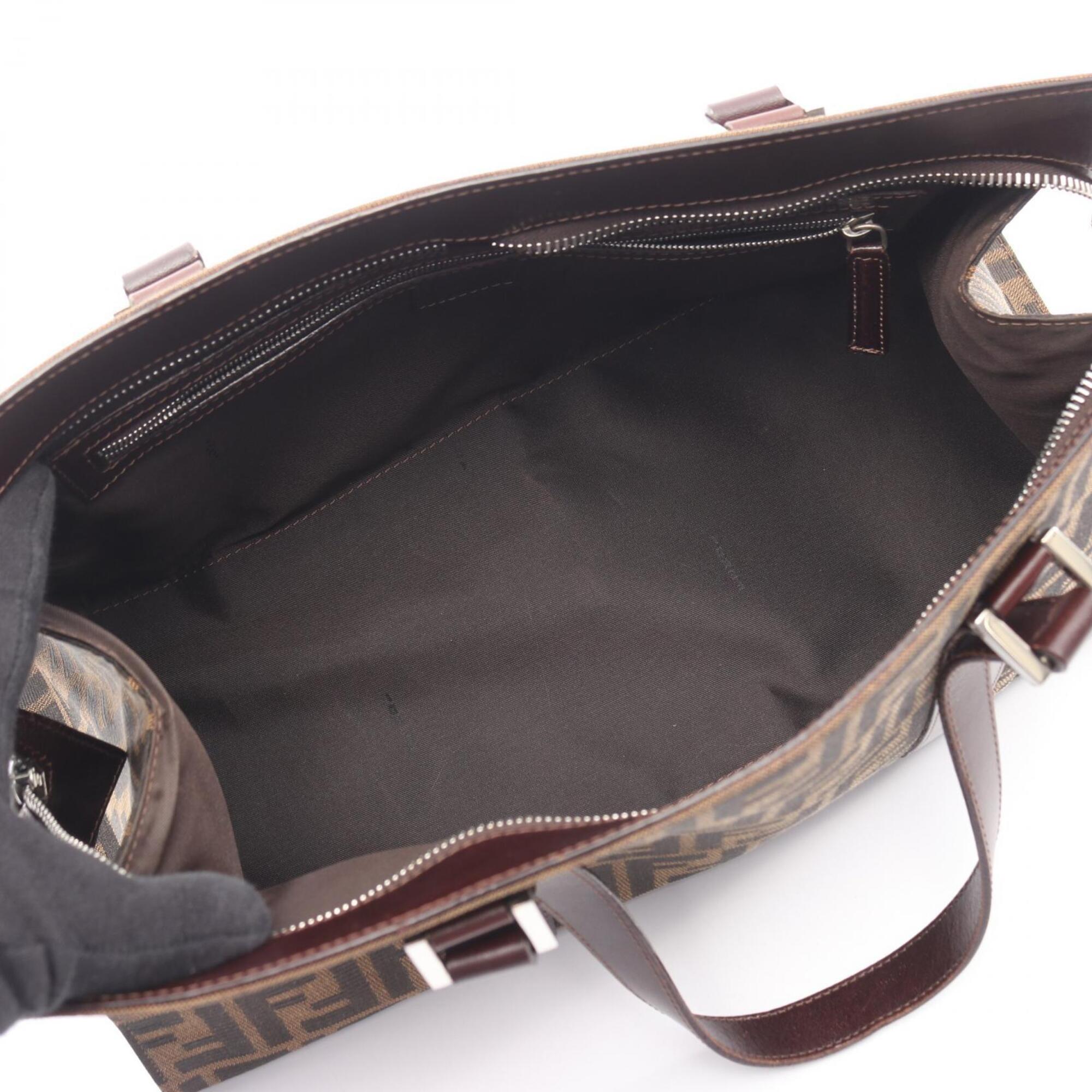 Fendi Brown Canvas Leather Handbag (Pre-Owned)