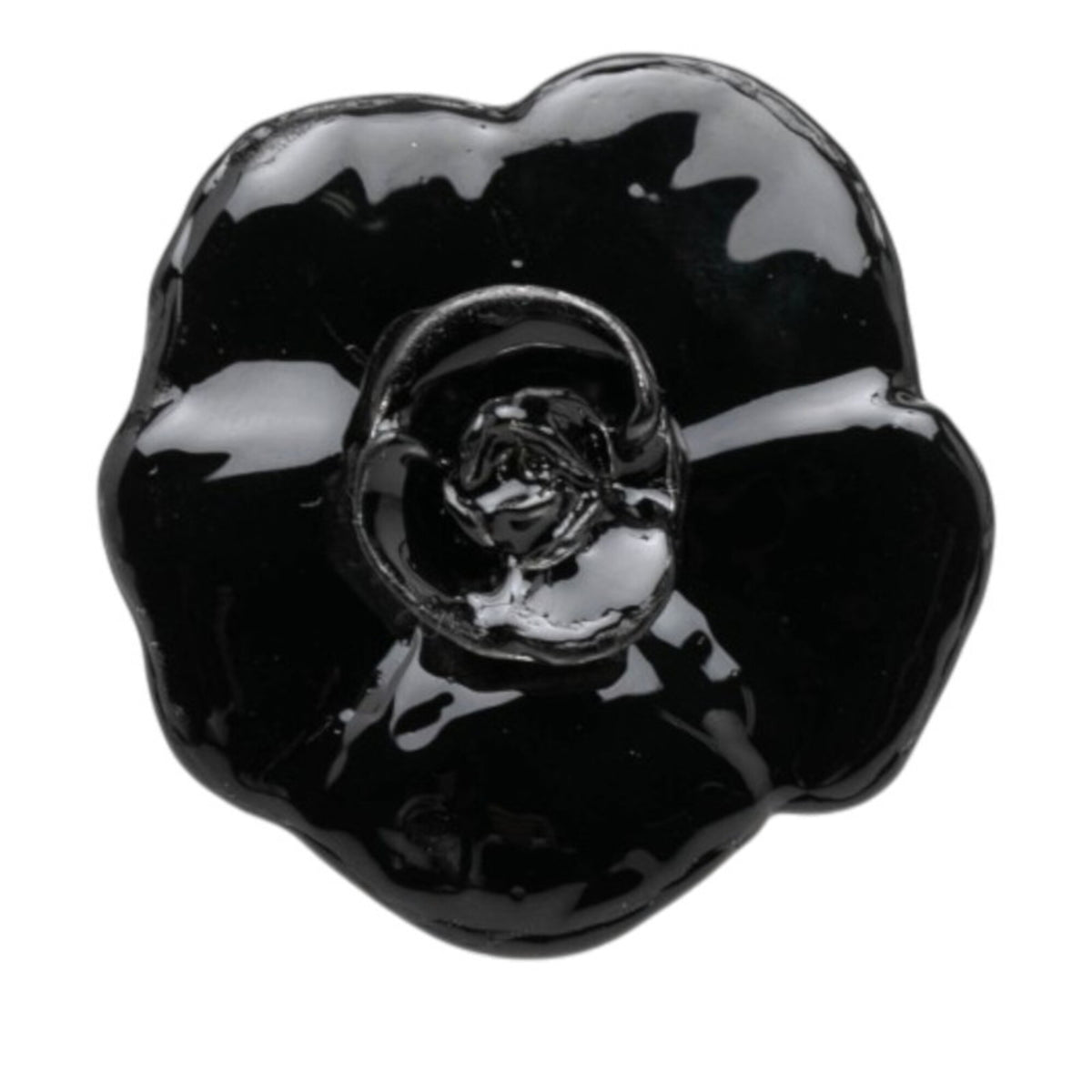 Chanel Silver Black Metal Band Ring (Pre-Owned)