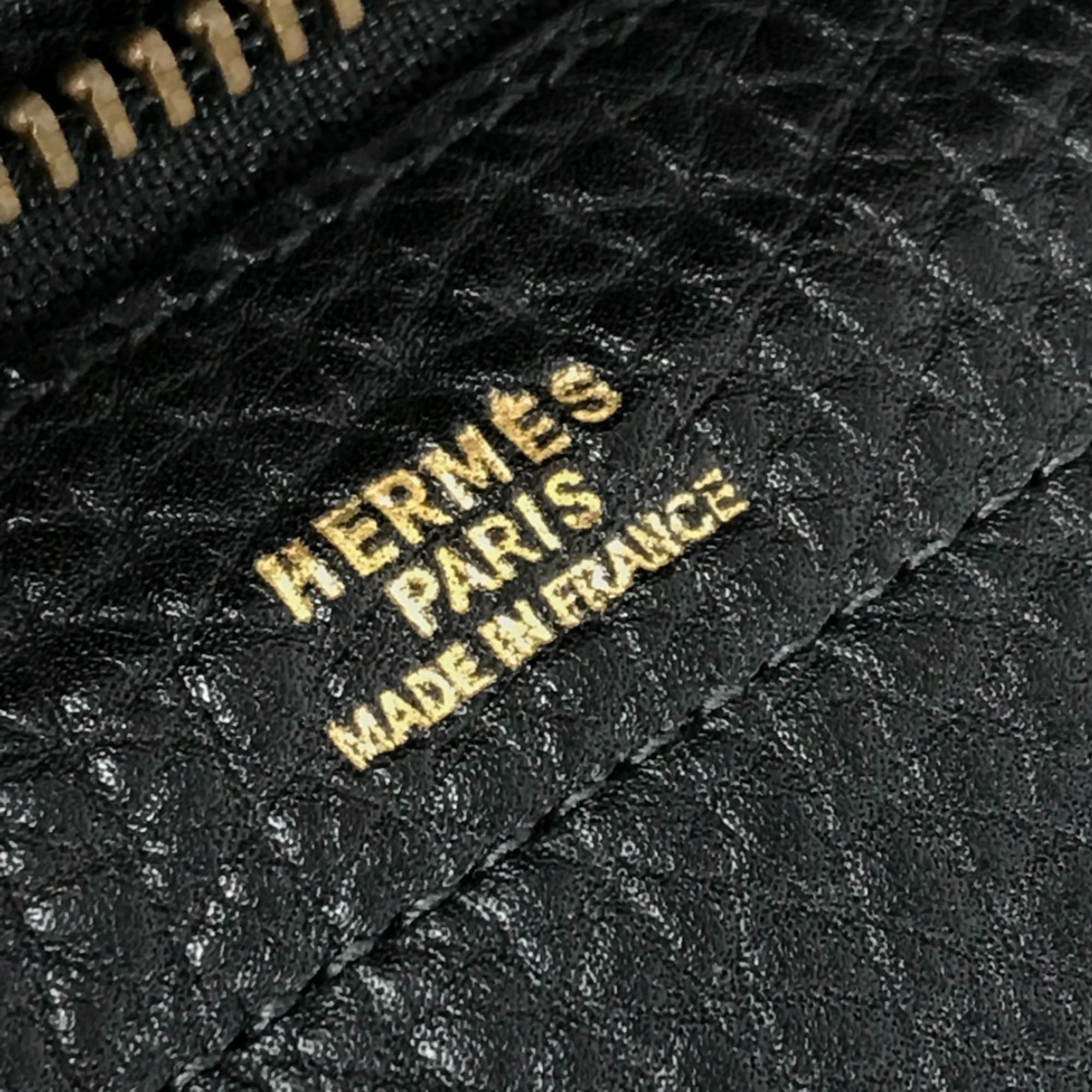 Hermes Black Leather Handbag Tote Bag (Pre-Owned)