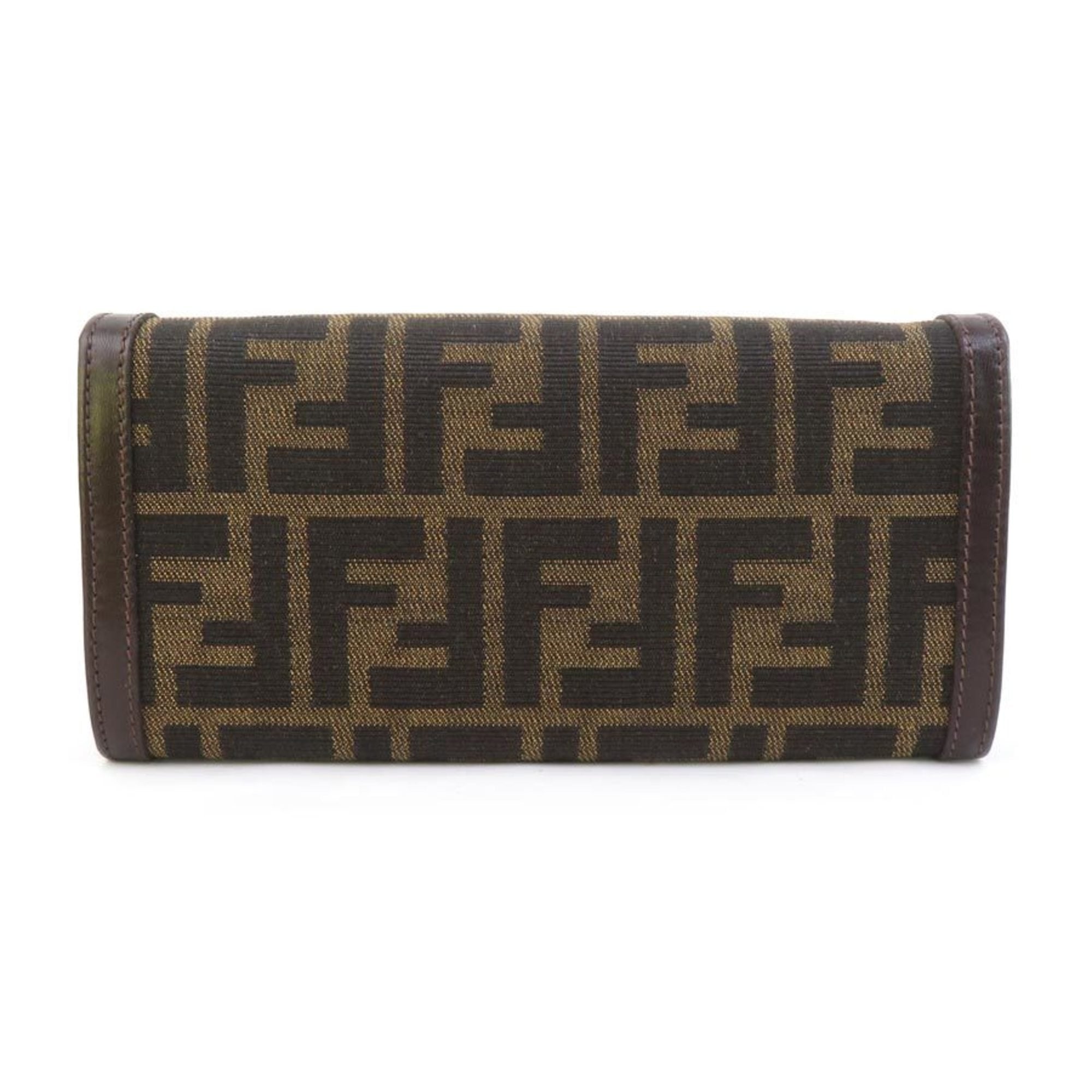 Fendi Brown Canvas Leather Long Wallet (Bi-Fold) (Pre-Owned)