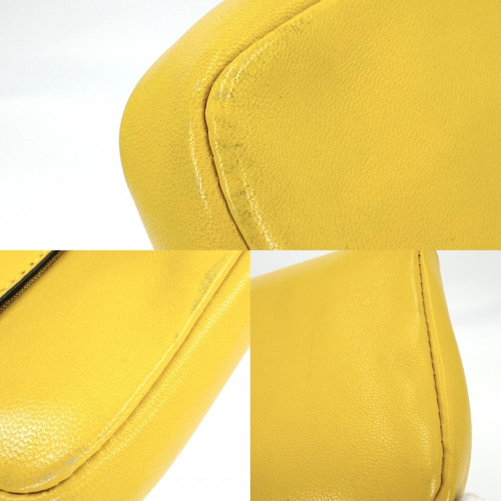 Fendi Yellow Leather Handbag Shoulder Bag (Pre-Owned)