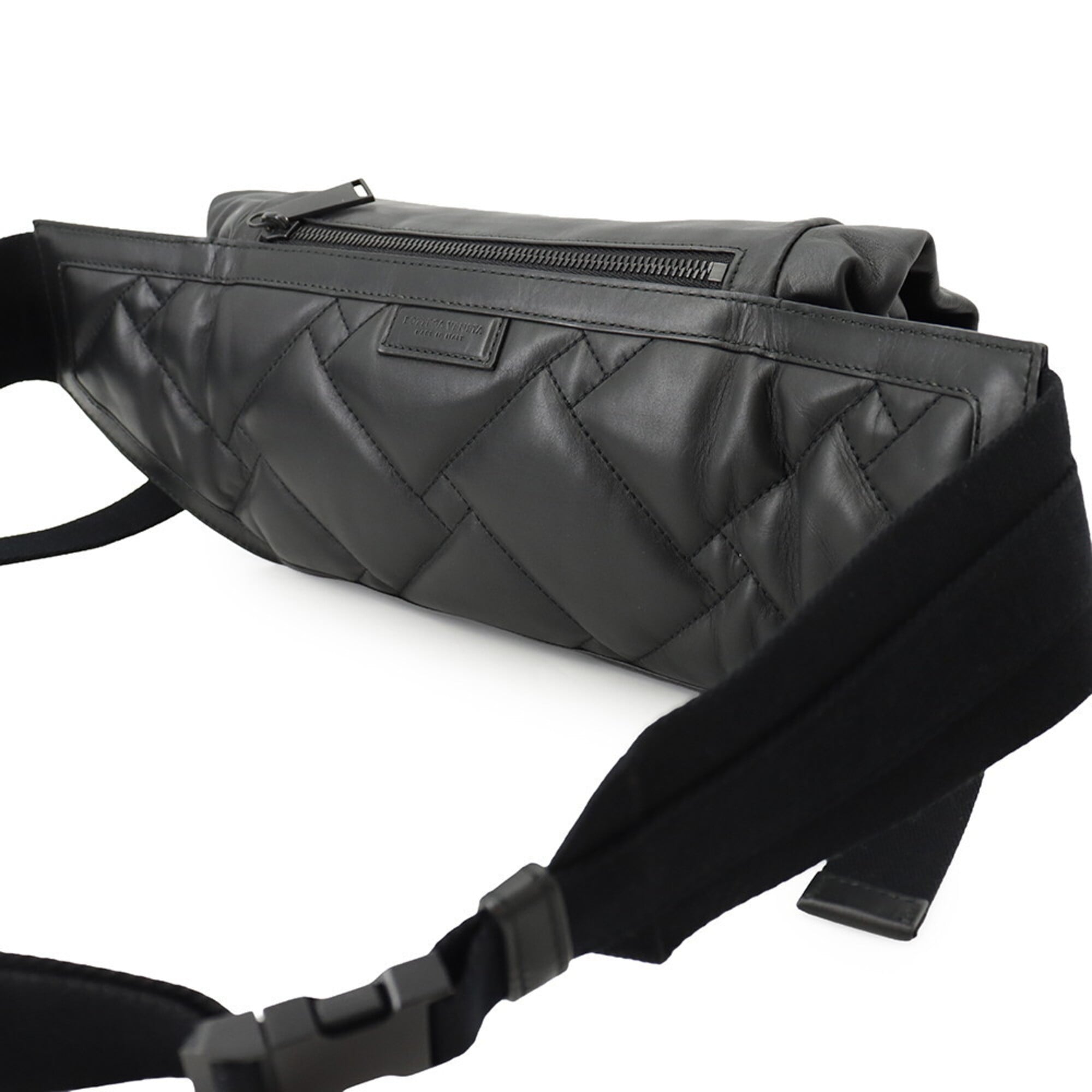 Bottega Veneta Black Leather Canvas Handbag Sling Bag (Pre-Owned)