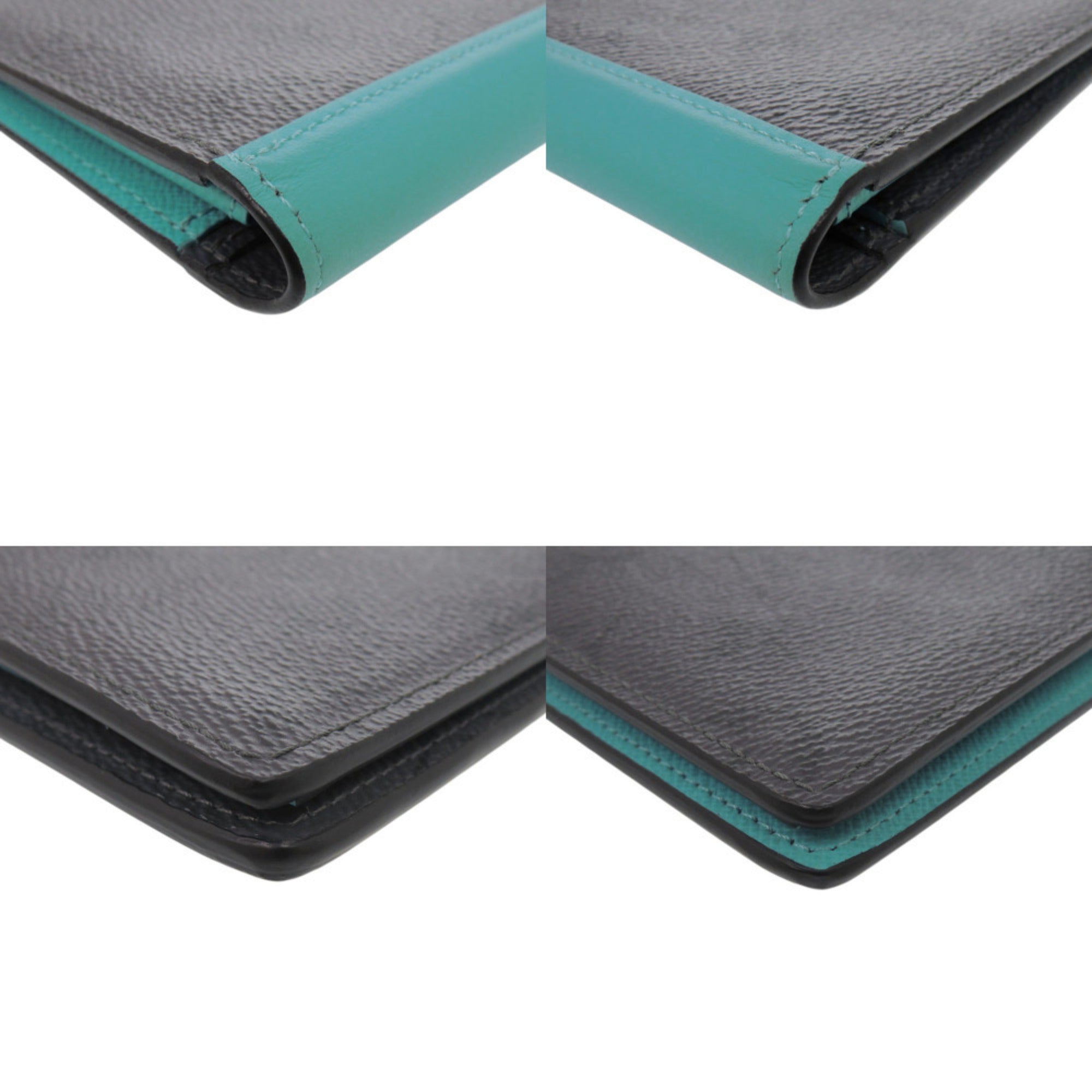 Louis Vuitton Black Gray Monogram Eclipse Turquoise Monogram Eclipse Long Wallet (Bi-Fold) (Pre-Owned)
