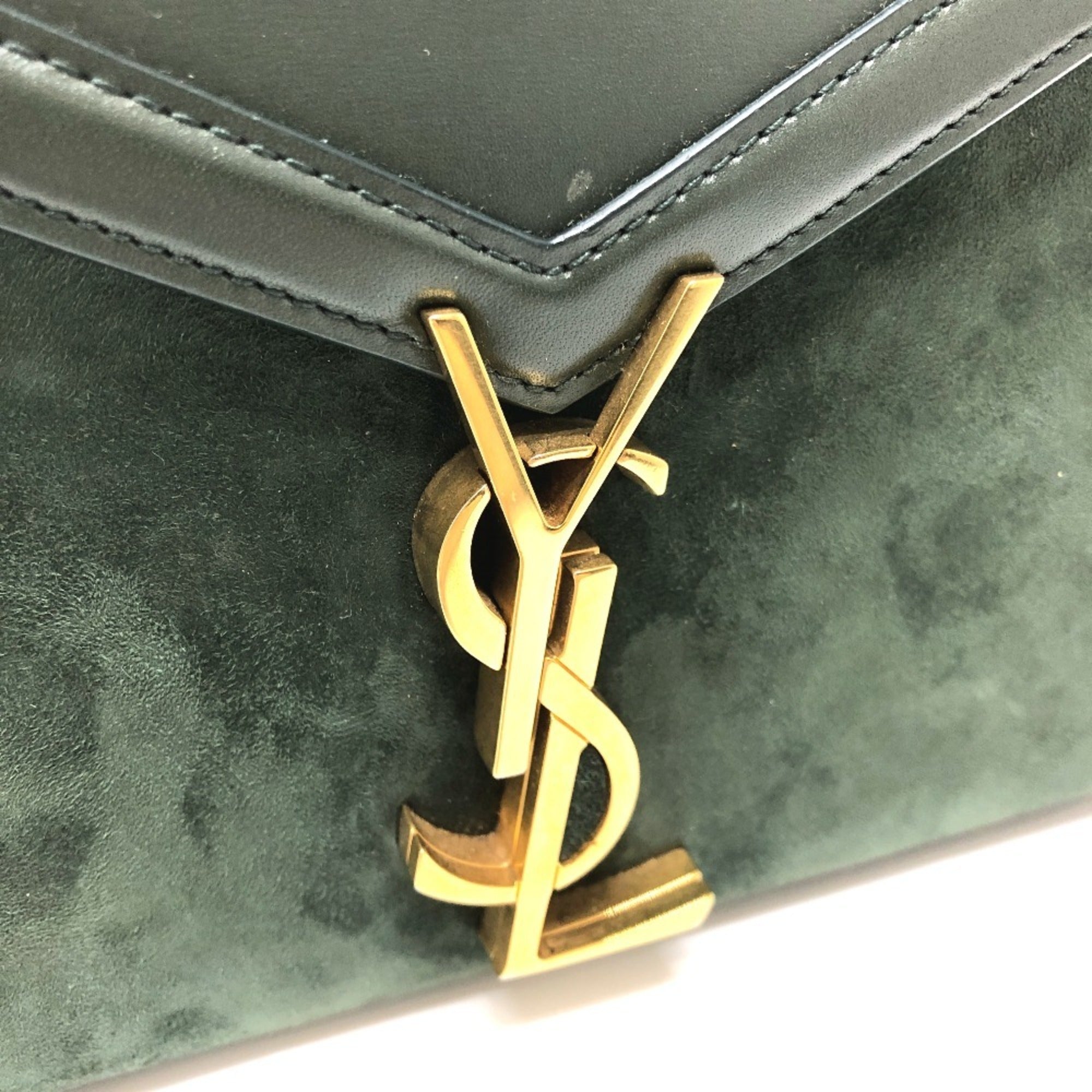 Yves Saint Laurent Green Leather Suede Handbag (Pre-Owned)