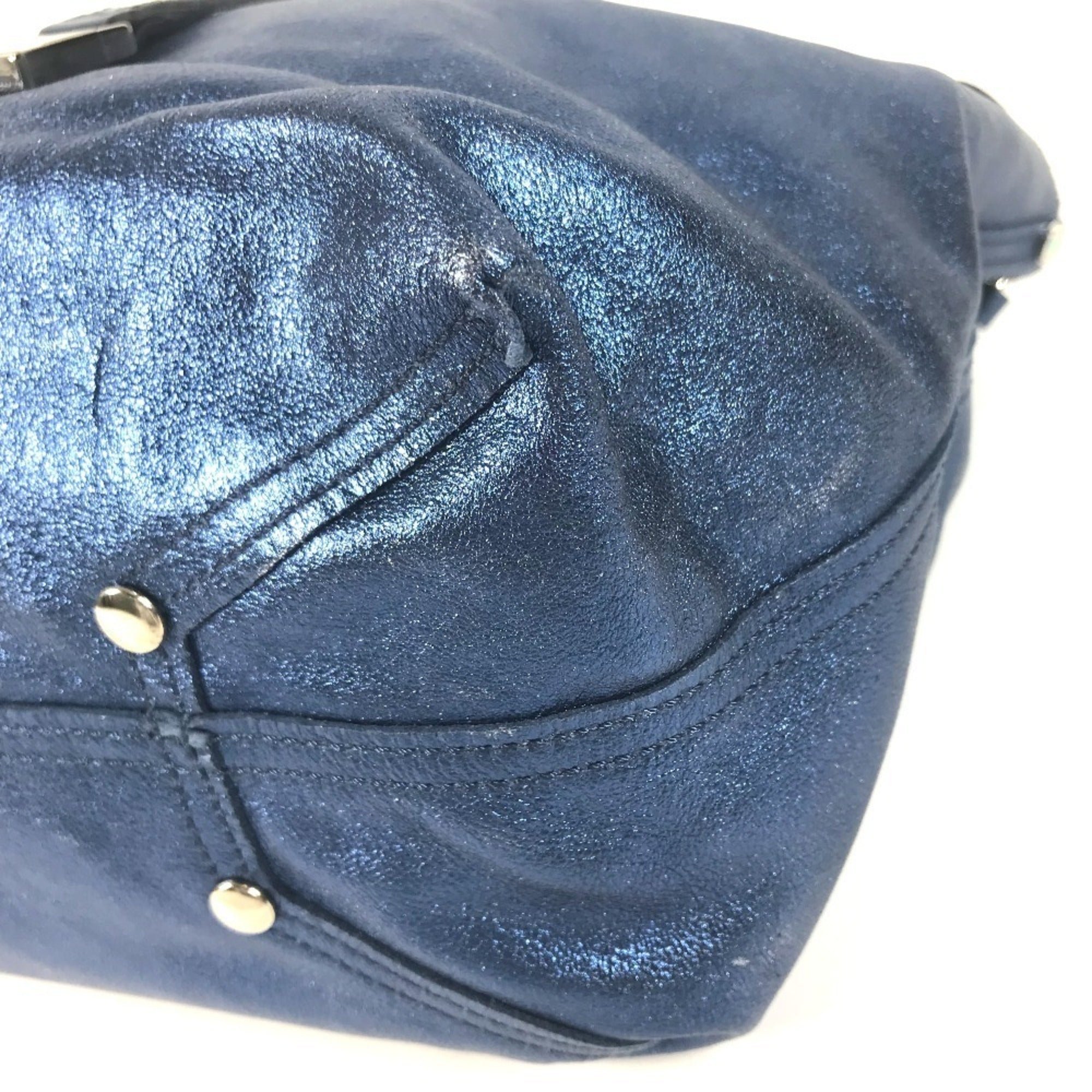 Tiffany Blue Metallic Leather Handbag Pouch Tote Bag (Pre-Owned)