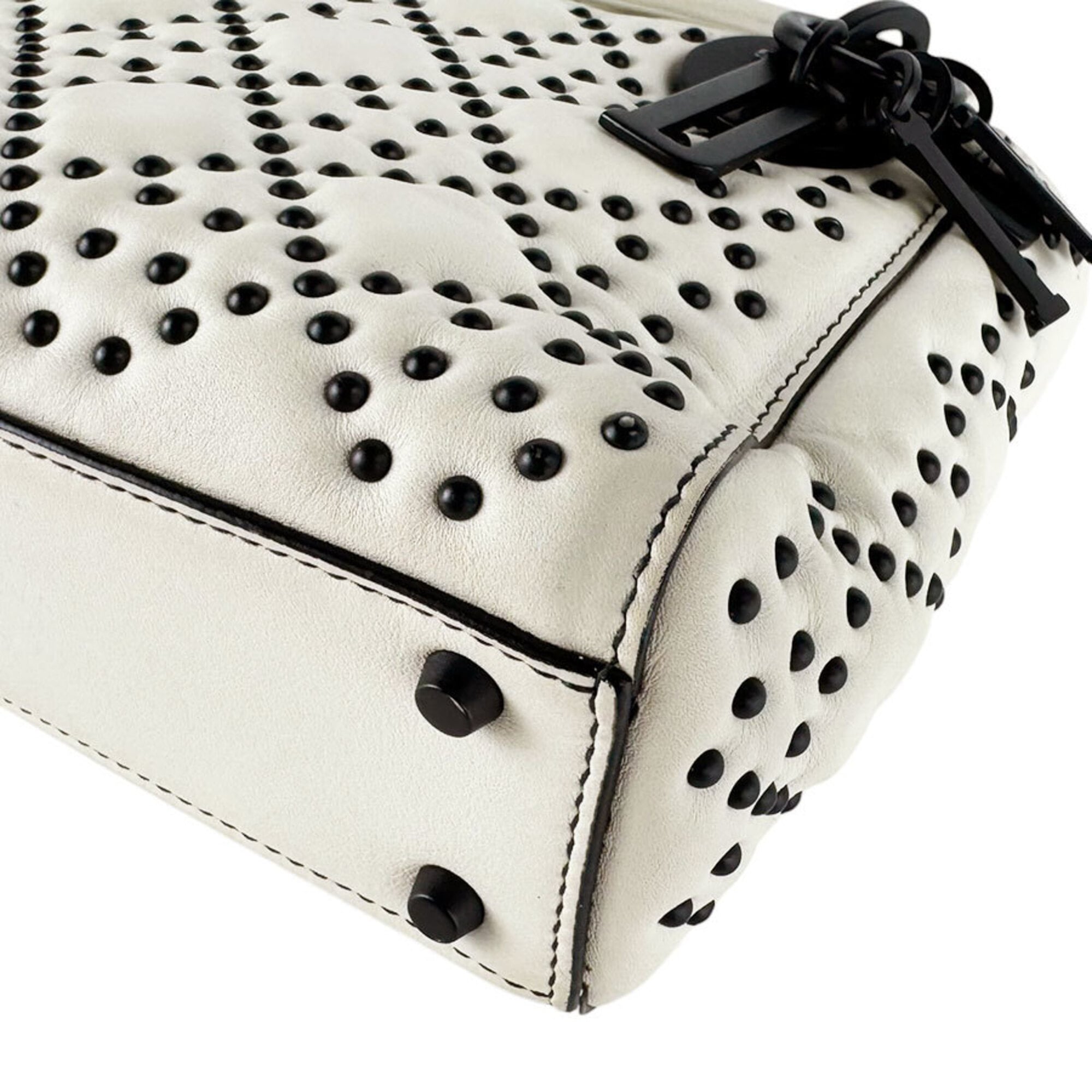 Christian Dior Black Ivory Leather Handbag Shoulder Bag (Pre-Owned)