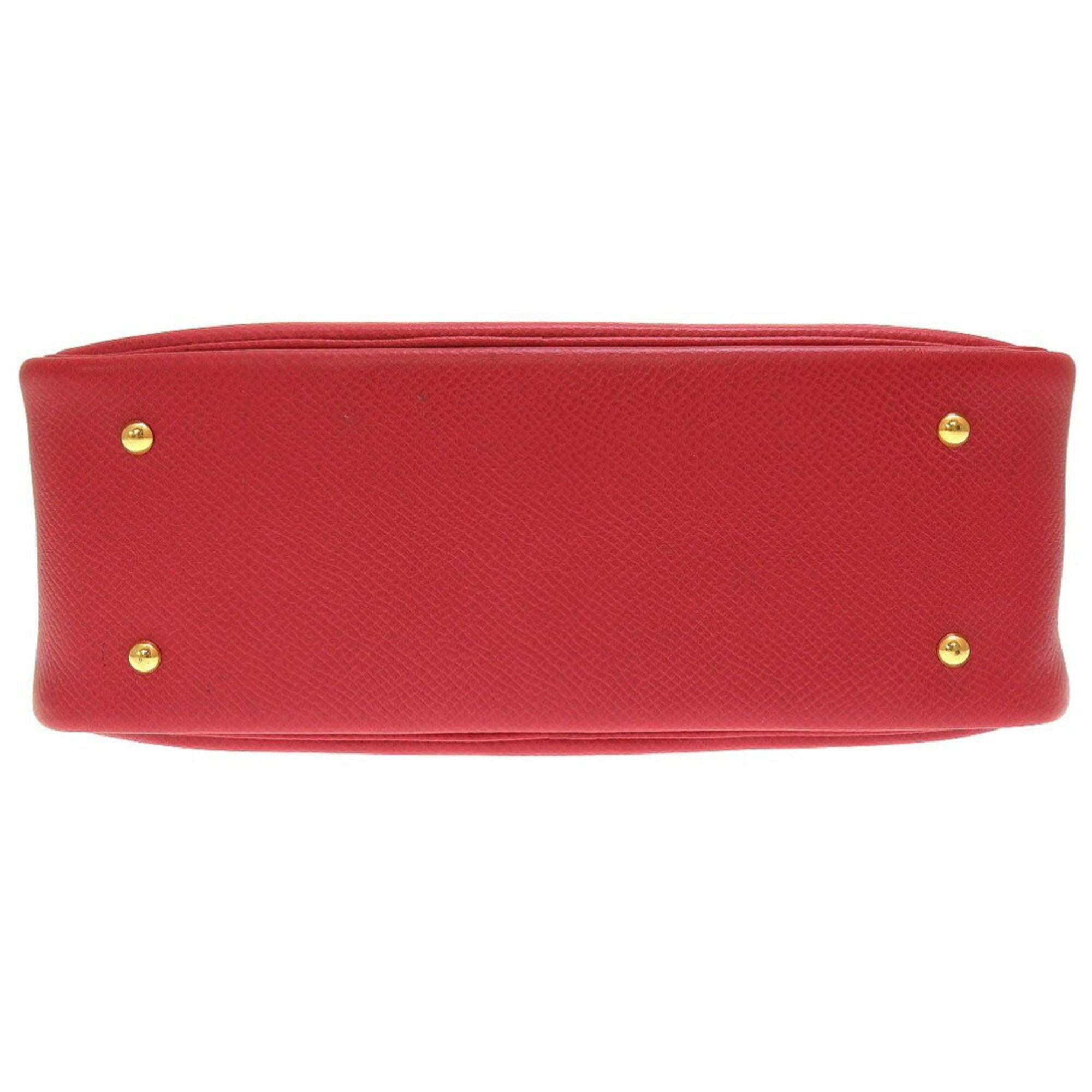 Hermes Rouge Vif Vert Courchevel Leather Handbag (Pre-Owned)