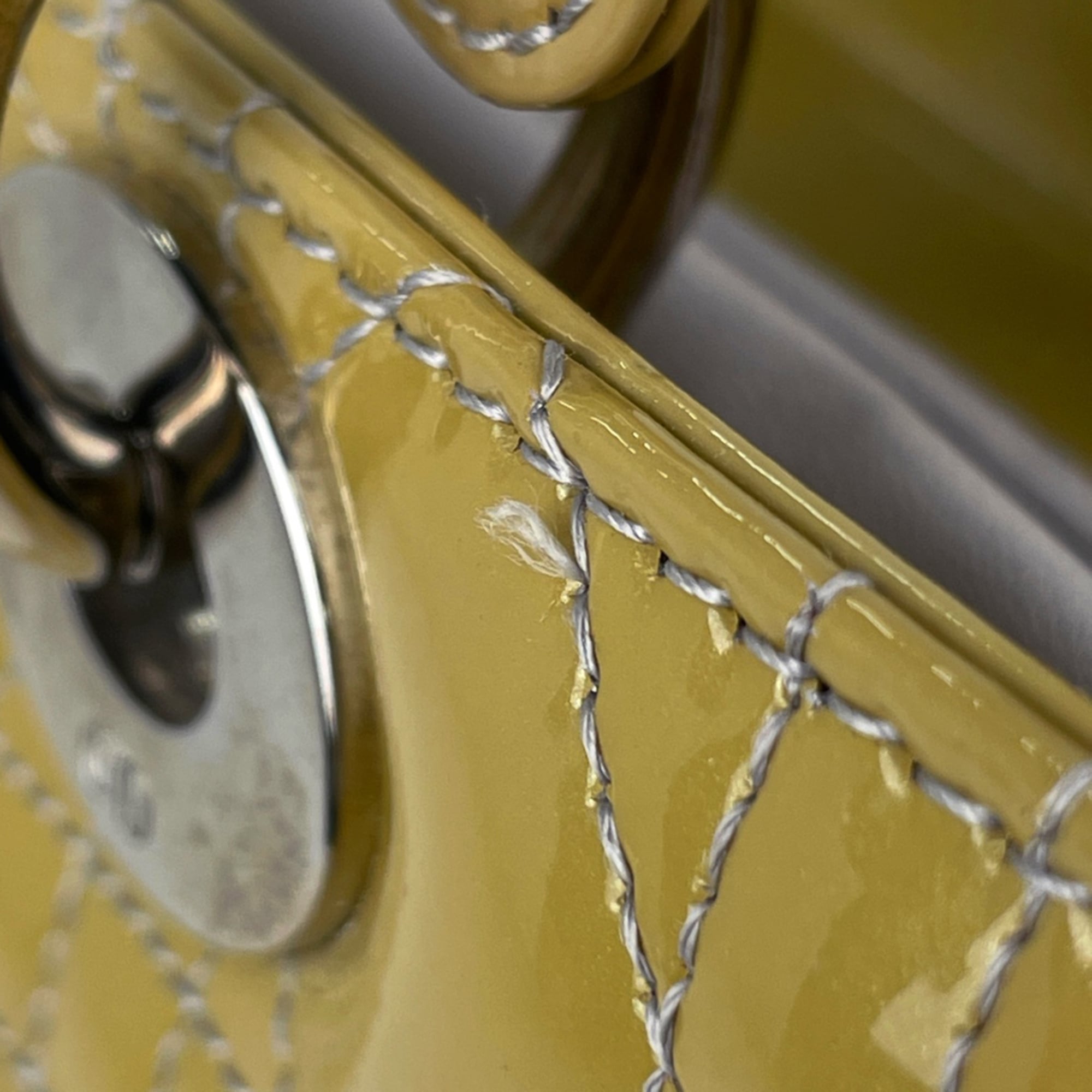 Christian Dior Lady Dior Yellow Patent Leather Handbag (Pre-Owned)
