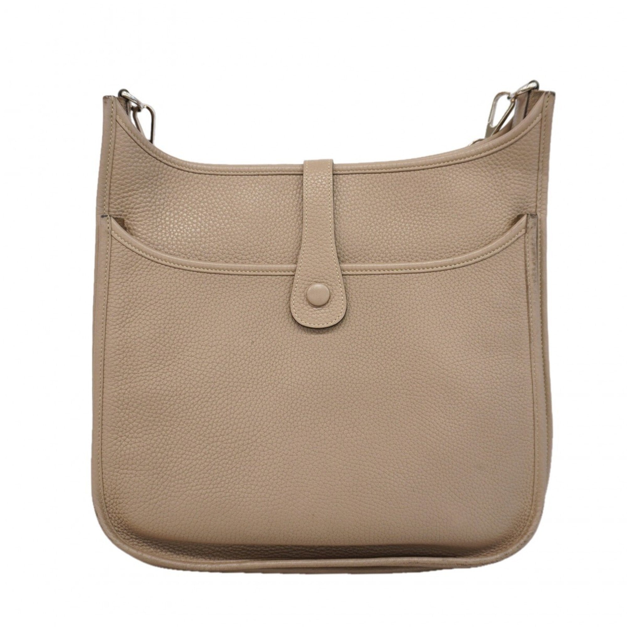Hermes Gris Tourterelle Taurillon Clemence Leather Shoulder Bag (Pre-Owned)