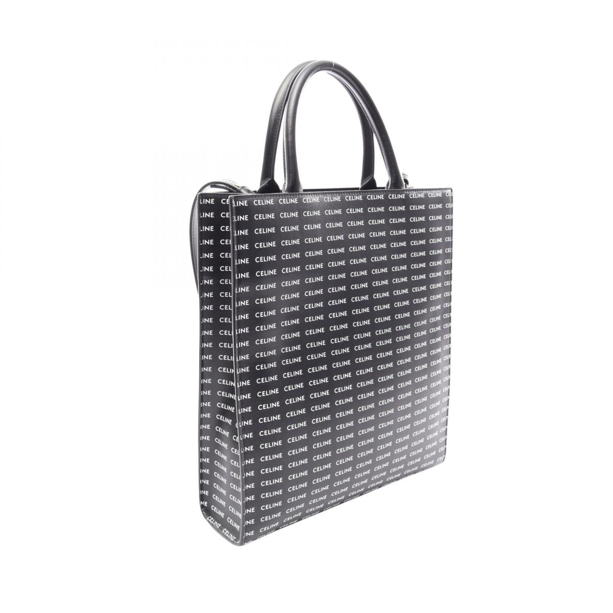 Celine Black White Coated Canvas Leather Handbag Tote Bag (Pre-Owned)