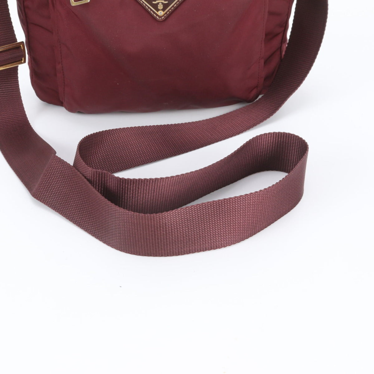 Prada Red Color Wine Leather Nylon Crossbody Bag Shoulder Bag (Pre-Owned)