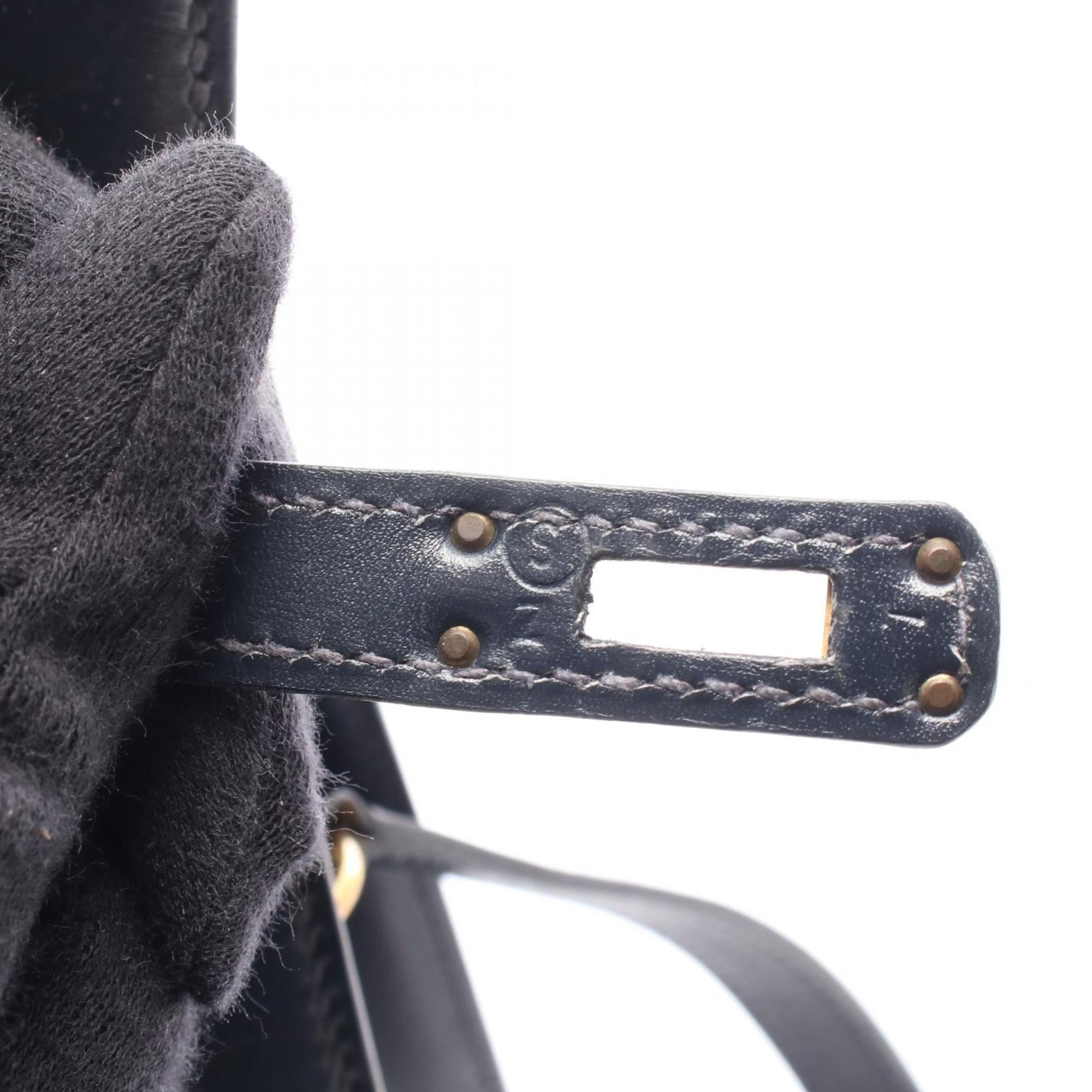 Hermes Navy Leather Shoulder Bag (Pre-Owned)
