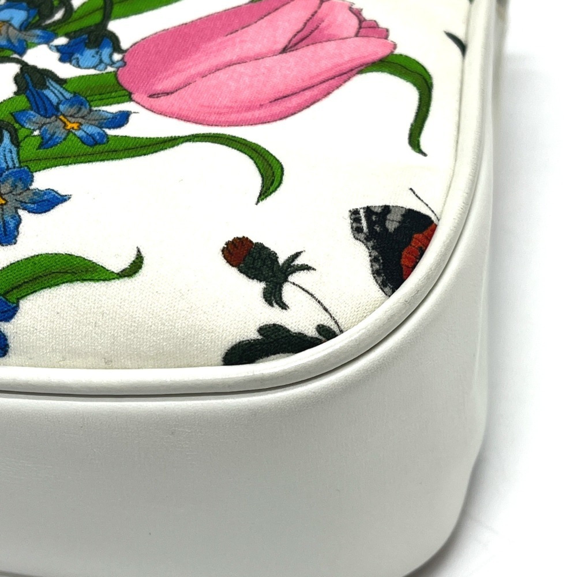Gucci Flora Multi-Color White Canvas Leather Handbag (Pre-Owned)