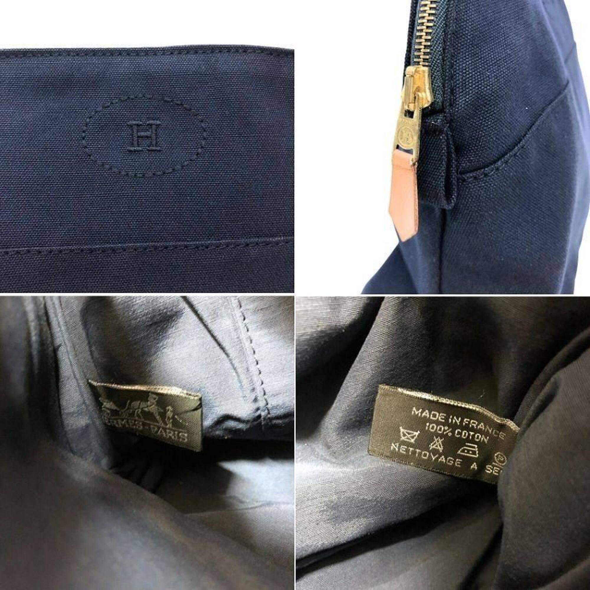 Hermes Navy Cotton Canvas Pouch (Pre-Owned)