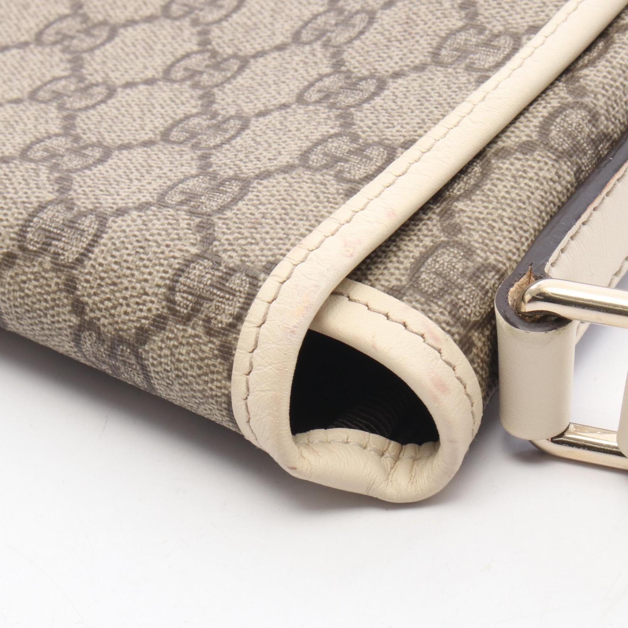 Gucci Beige Brown Ivory Gg Supreme Leather Handbag Shoulder Bag (Pre-Owned)