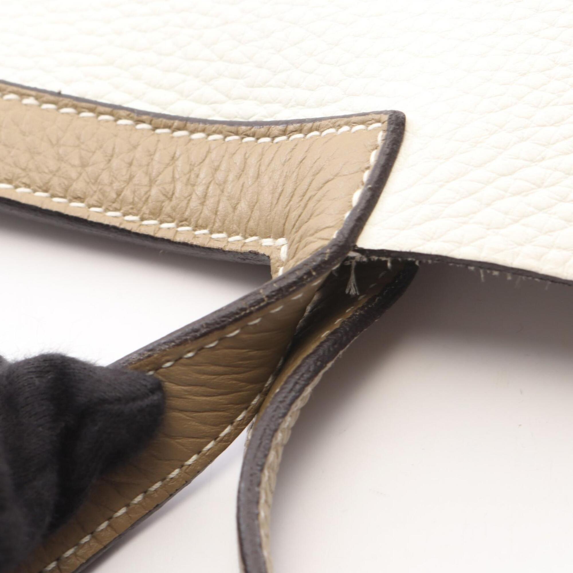 Hermes Beige White Taurillon Clemence Leather Handbag Tote Bag (Pre-Owned)