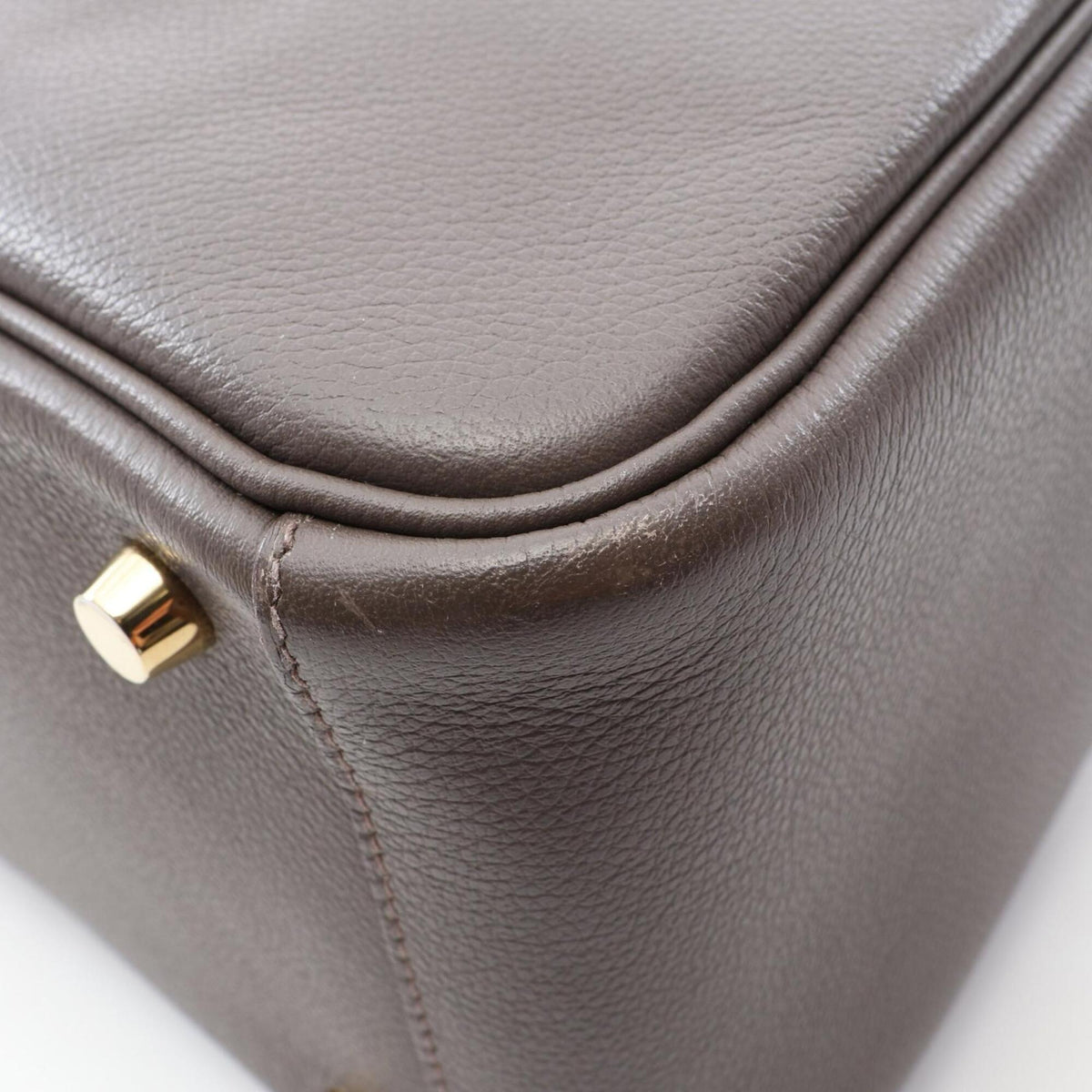 Hermes Etain Gray Evercalf Leather Handbag Shoulder Bag (Pre-Owned)