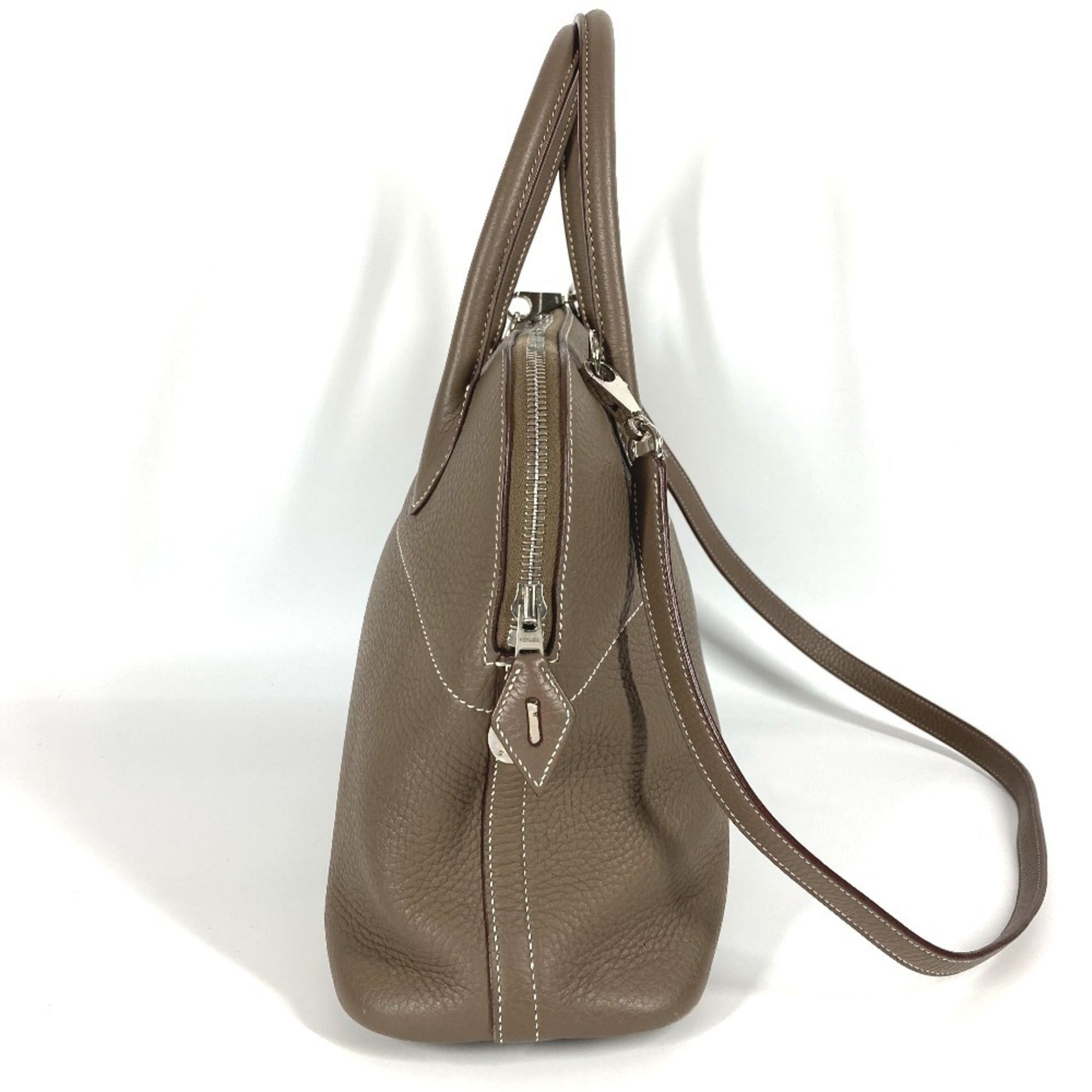 Hermes Bolide Etoupe Gray Gray Taurillon Clemence Leather Handbag Shoulder Bag Tote Bag (Pre-Owned)