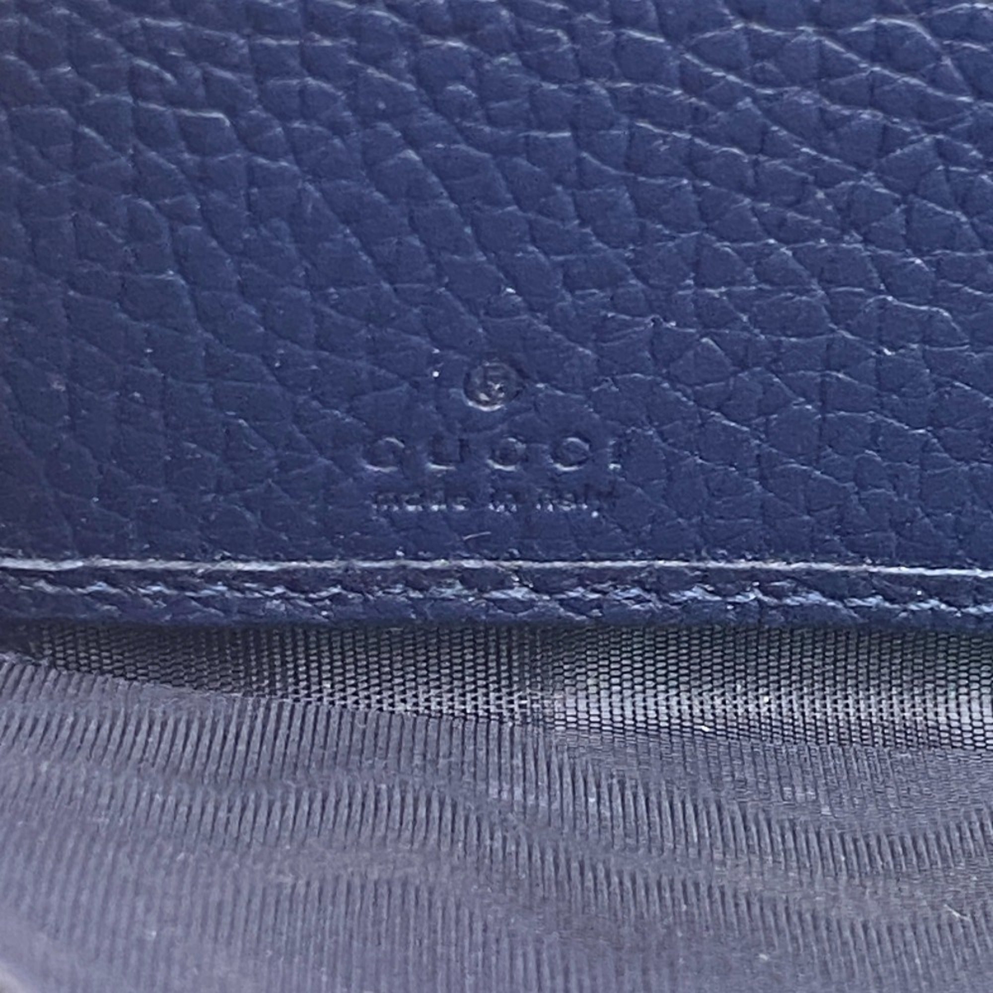 Gucci Navy Leather Long Wallet (Bi-Fold) (Pre-Owned)