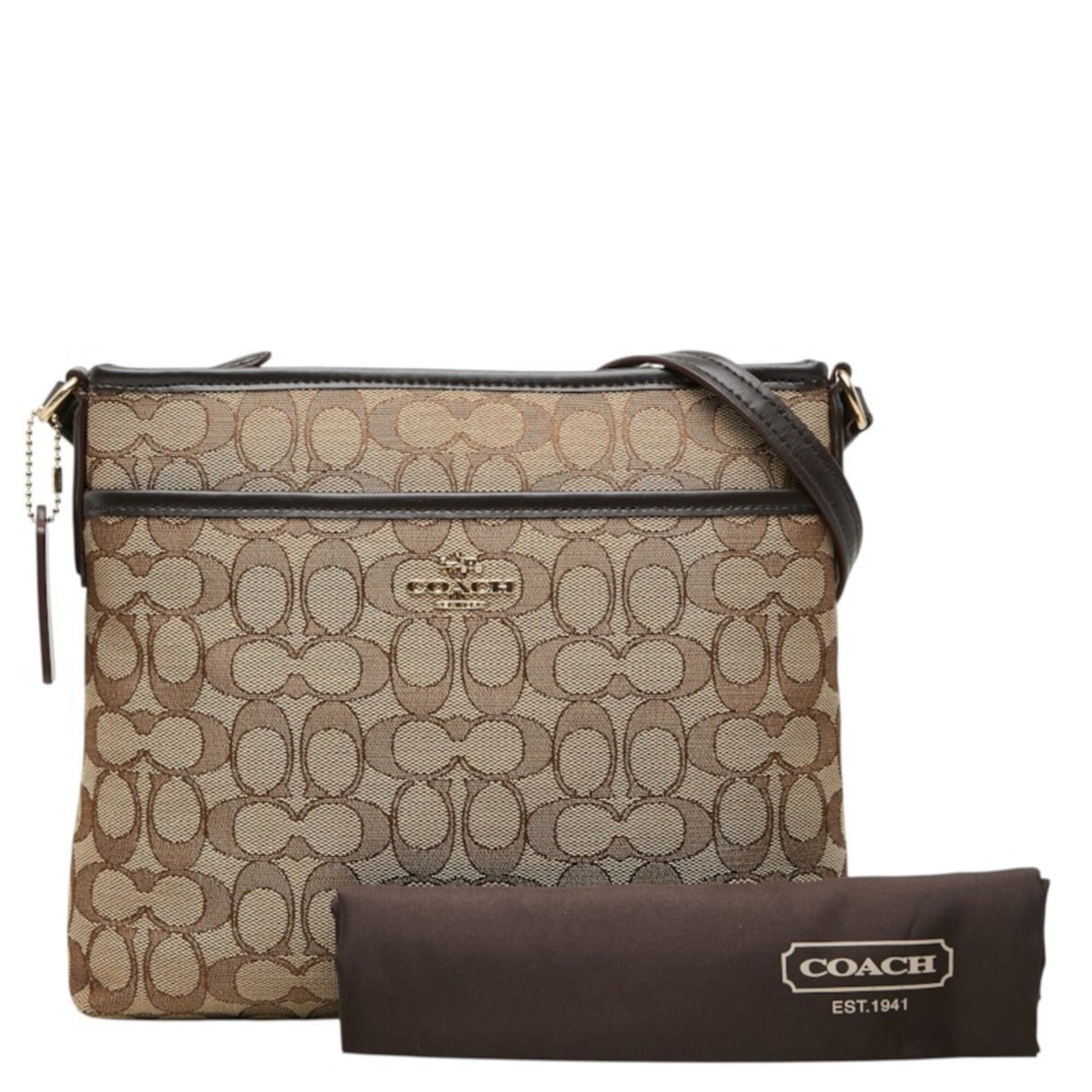 Coach Beige Canvas Leather Shoulder Bag (Pre-Owned)