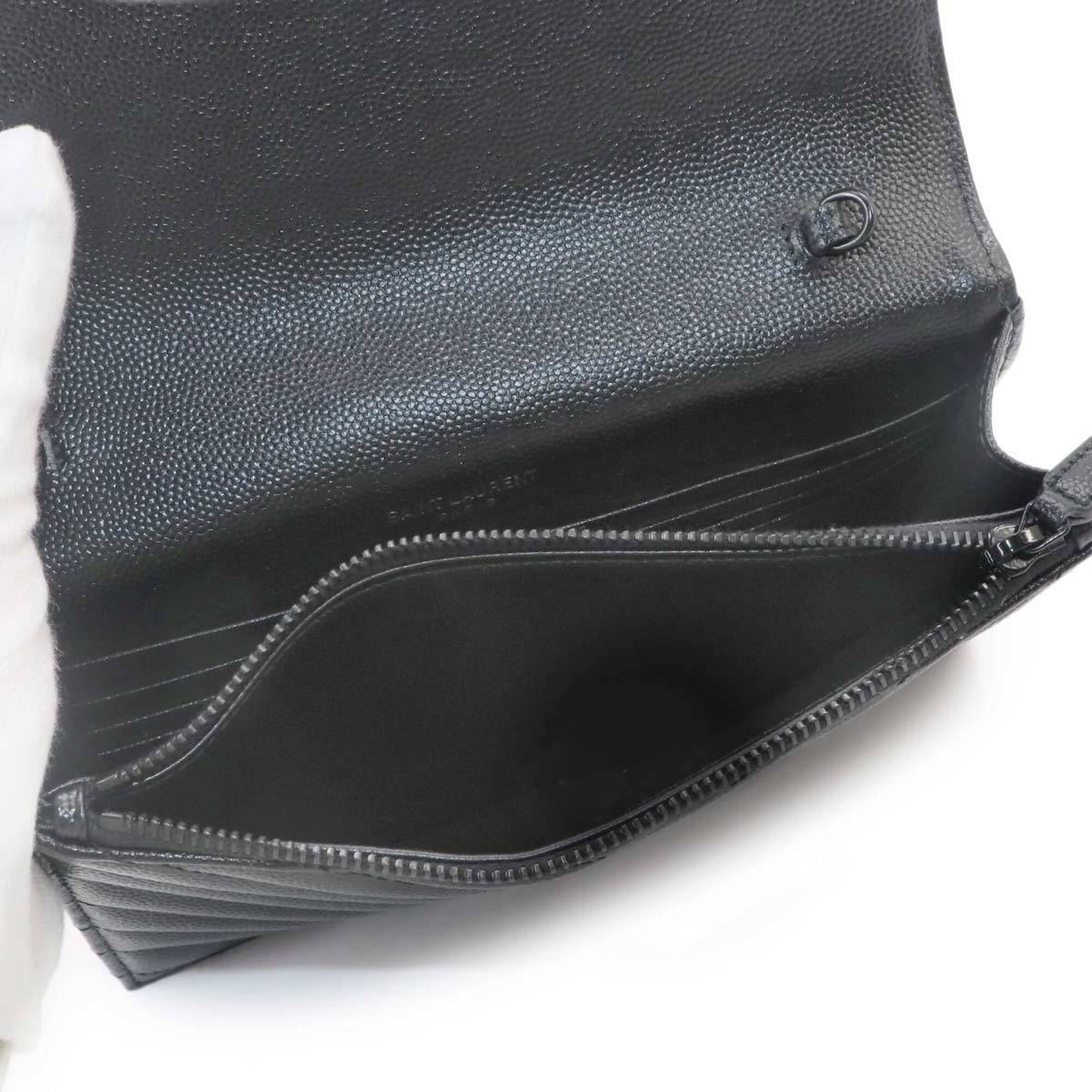 Saint Laurent Black Leather Chain/Shoulder Wallet (Pre-Owned)