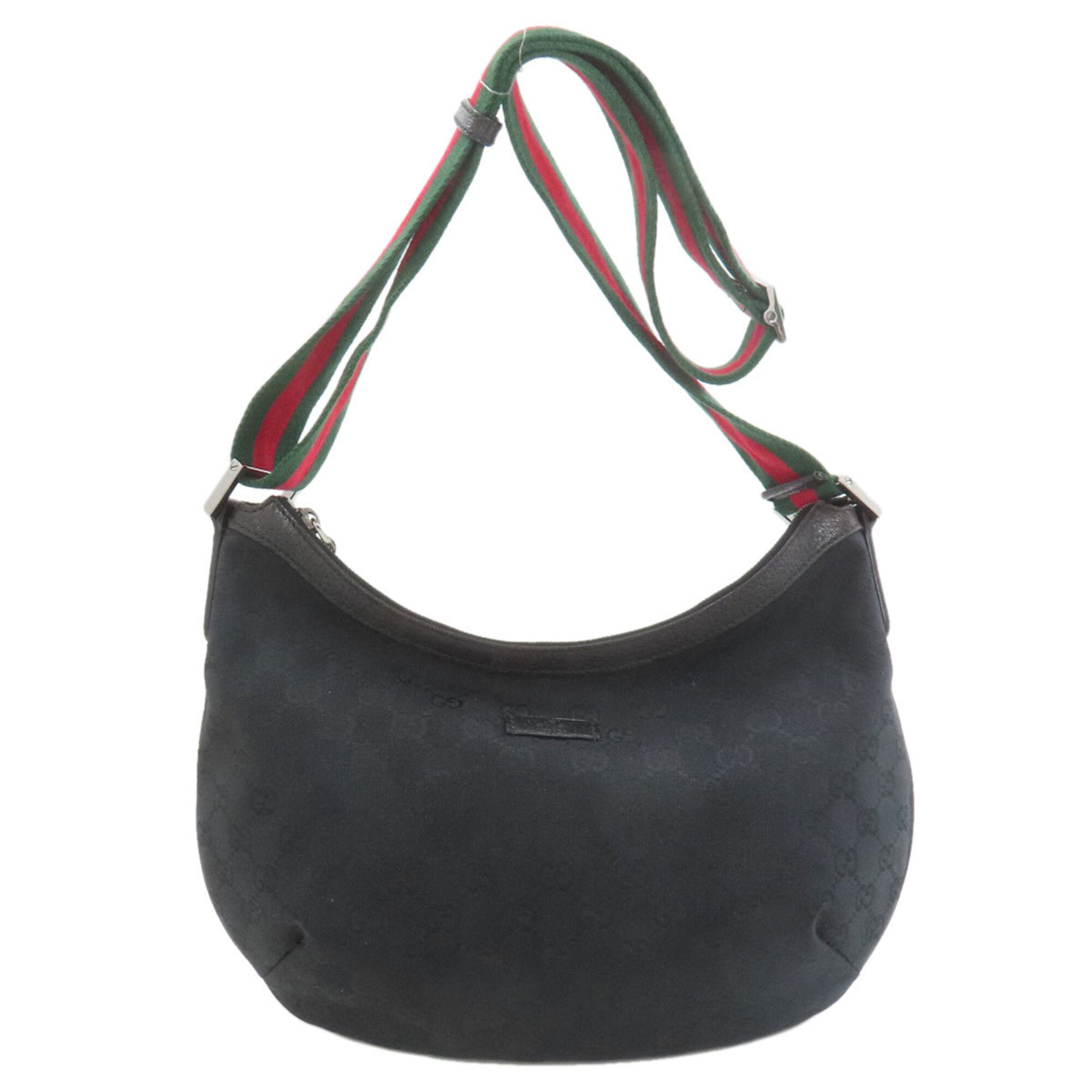 Gucci Sherry Line Black Canvas Shoulder Bag (Pre-Owned)