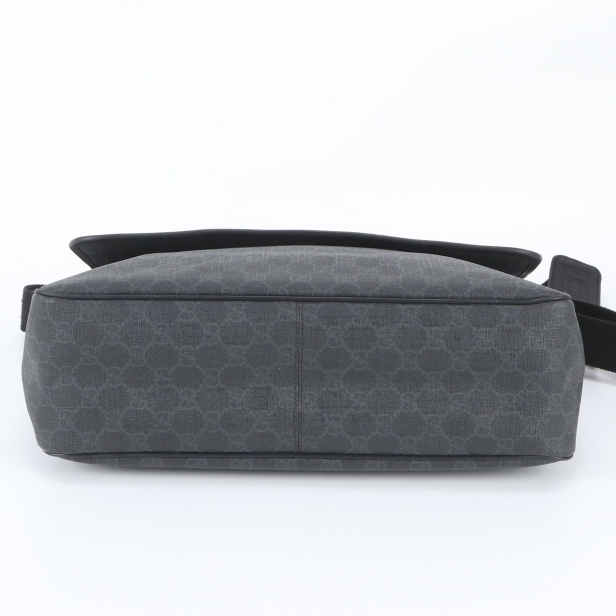 Gucci Black Leather Coated Canvas Messenger Bag Shoulder Bag Tote Bag (Pre-Owned)
