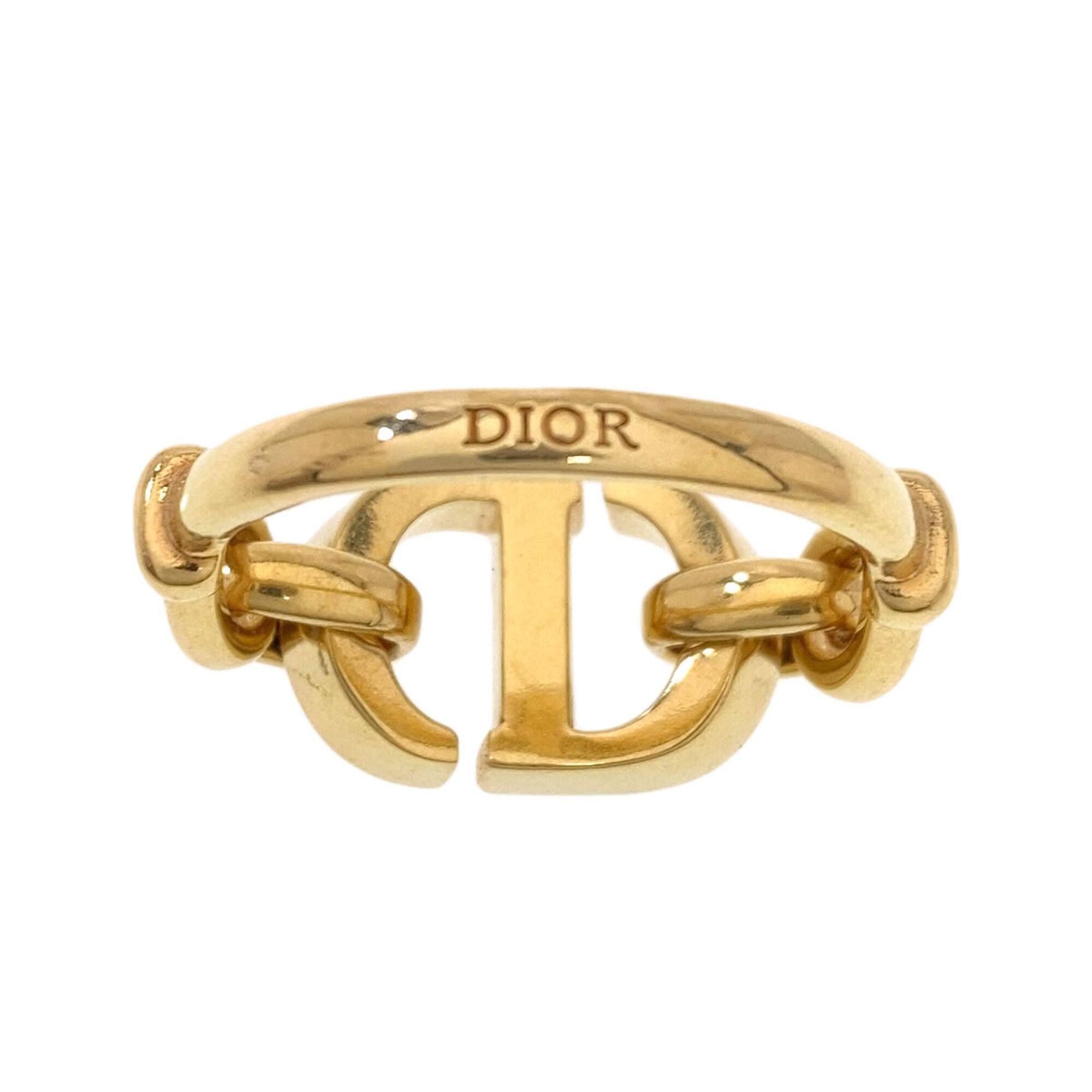 Christian Dior Gold Black Gold Plating Band Ring (Pre-Owned)