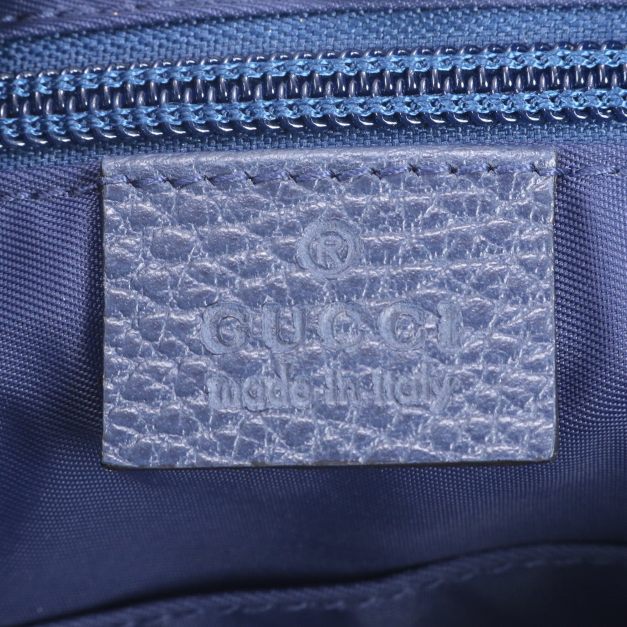 Gucci Blue Leather Nylon Backpack Shoulder Bag (Pre-Owned)