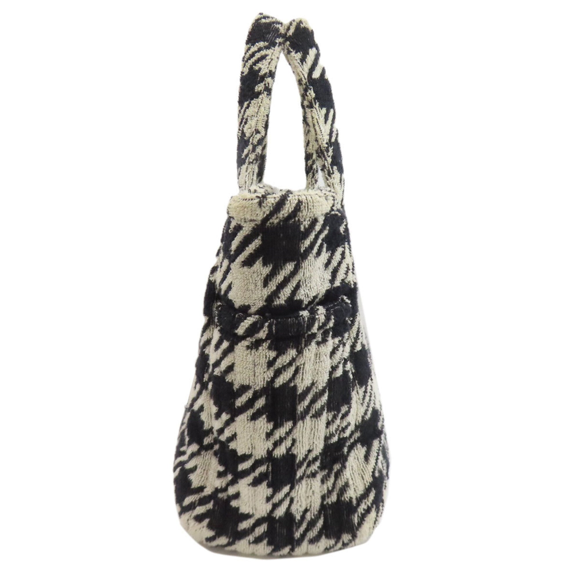 Miu Miu Black White Pile Fabric Handbag (Pre-Owned)